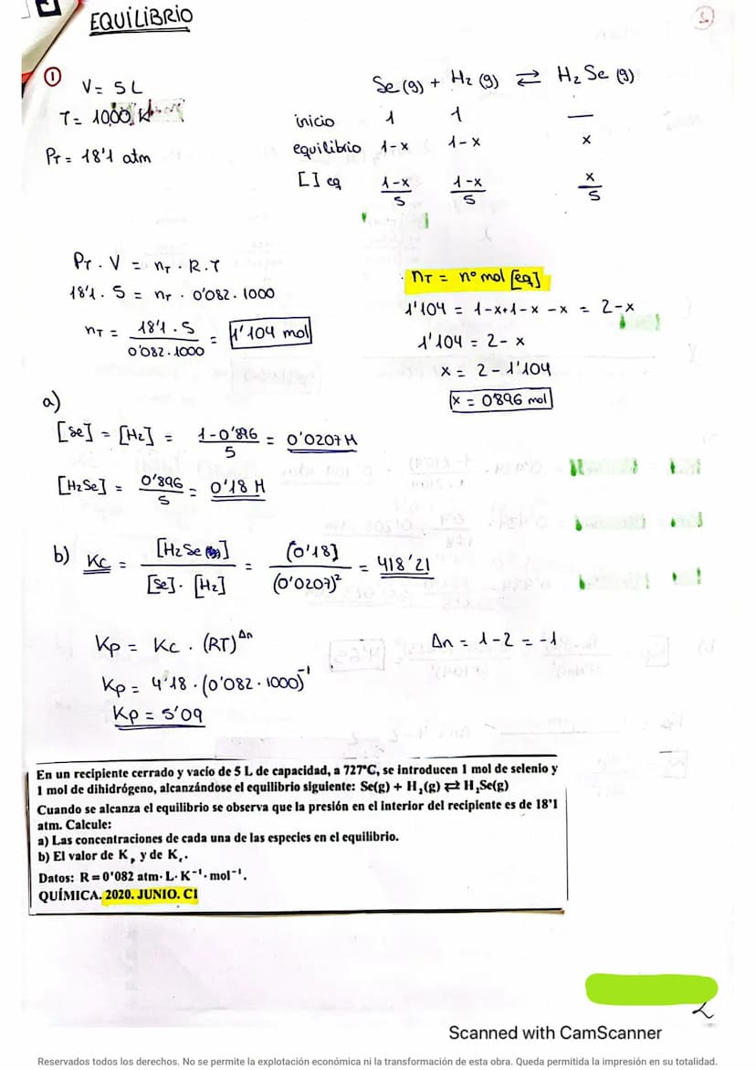 =)
ㅎ C
EQUILIBRIO QUÍMICO
aA+bB
aA + bB
CTE.
EQUILIBRIO
No tiene
a
GRADO
DE DISOCIACION
Kc)= [C] [D]
[A] [B]
(Pr. V) = nt. RT pasar k
I
Atm
