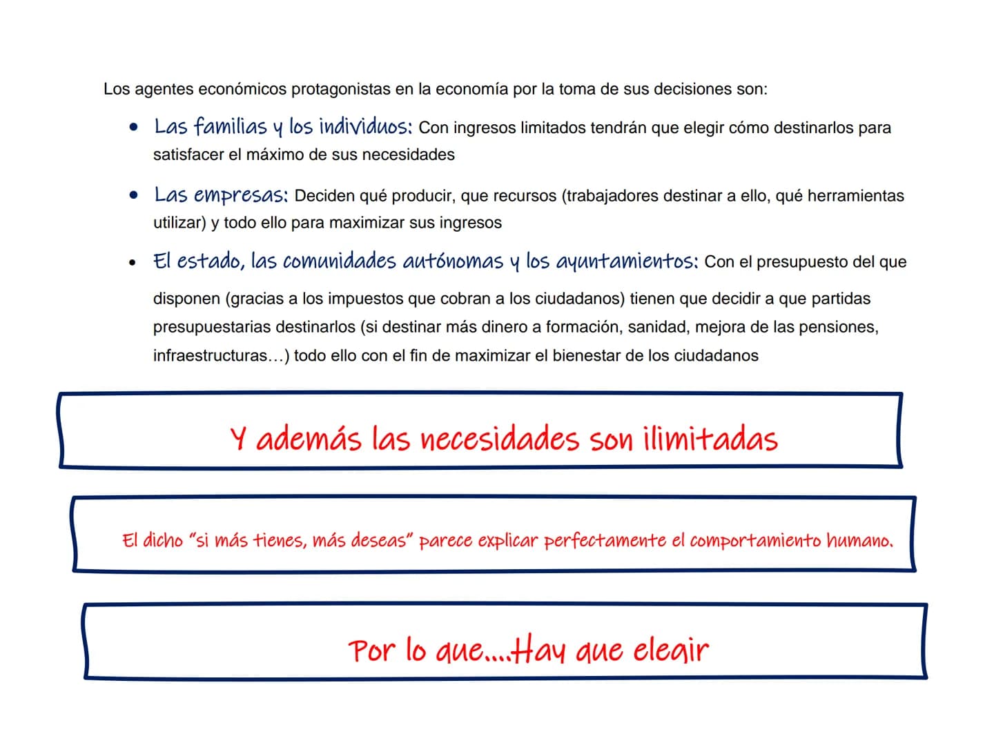 TEMA 1. PRINCIPIOS BÁSICOS DE ECONOMÍA
1. Economía. Una ciencia útil
2. La escasez y los recursos, la necesidad de elegir
2.1
Los recursos s