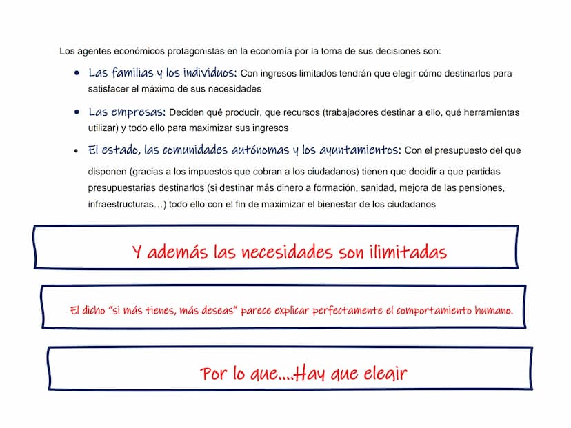 TEMA 1. PRINCIPIOS BÁSICOS DE ECONOMÍA
1. Economía. Una ciencia útil
2. La escasez y los recursos, la necesidad de elegir
2.1
Los recursos s