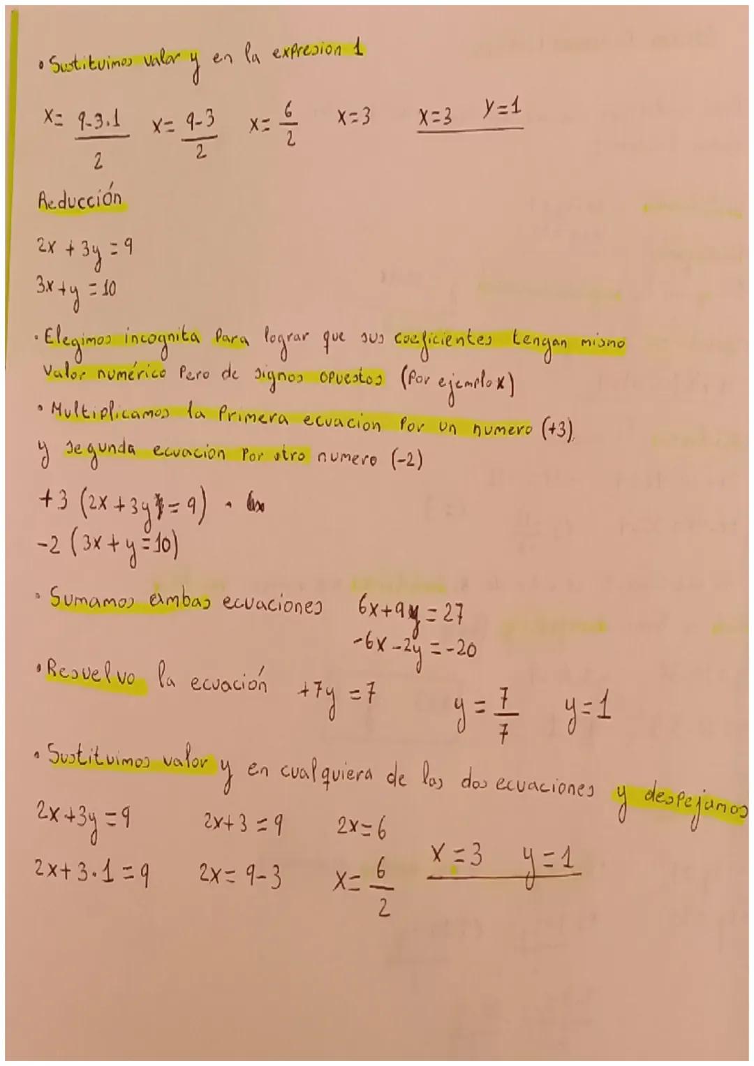 SISTEMA ECUACIONES LINEALES
Para resolver un sistema de
existen 3 metodos;
Sustitucion
•Despejames
la
en la segunda
• Sustituimos valor
2x +