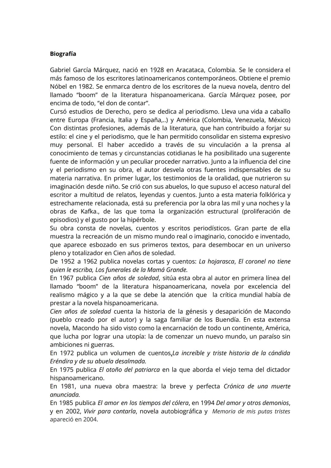 Breve resumen de la historia.
La novela se compone de cinco unidades o secuencias narrativas sin numerar en las
que el argumento se va desar
