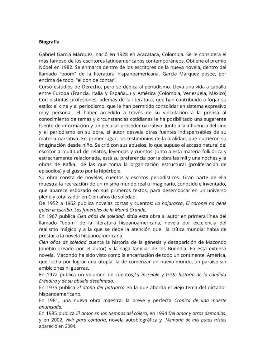Breve resumen de la historia.
La novela se compone de cinco unidades o secuencias narrativas sin numerar en las
que el argumento se va desar