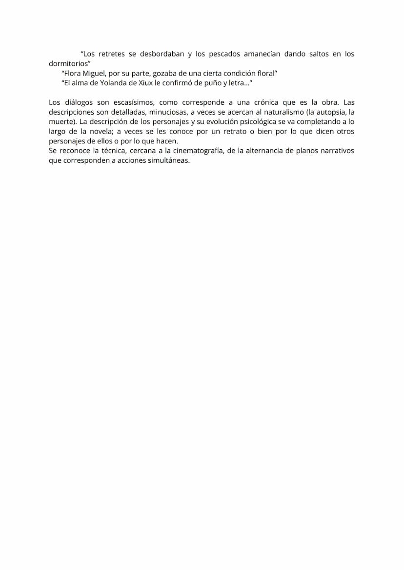 Breve resumen de la historia.
La novela se compone de cinco unidades o secuencias narrativas sin numerar en las
que el argumento se va desar