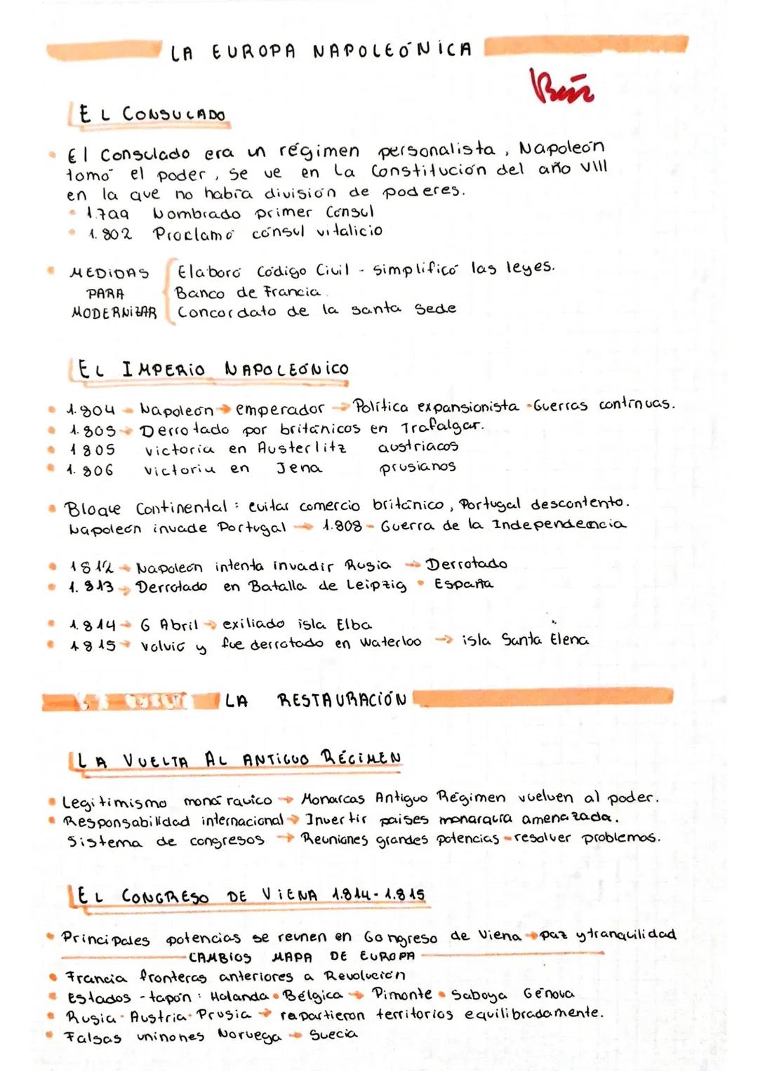 La europa napoleónica y la restauración 