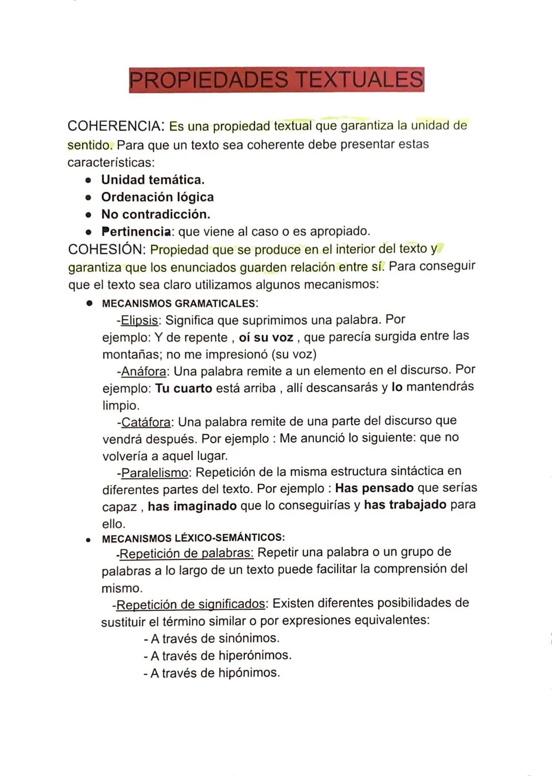 PROPIEDADES TEXTUALES
COHERENCIA: Es una propiedad textual que garantiza la unidad de
sentido. Para que un texto sea coherente debe presenta