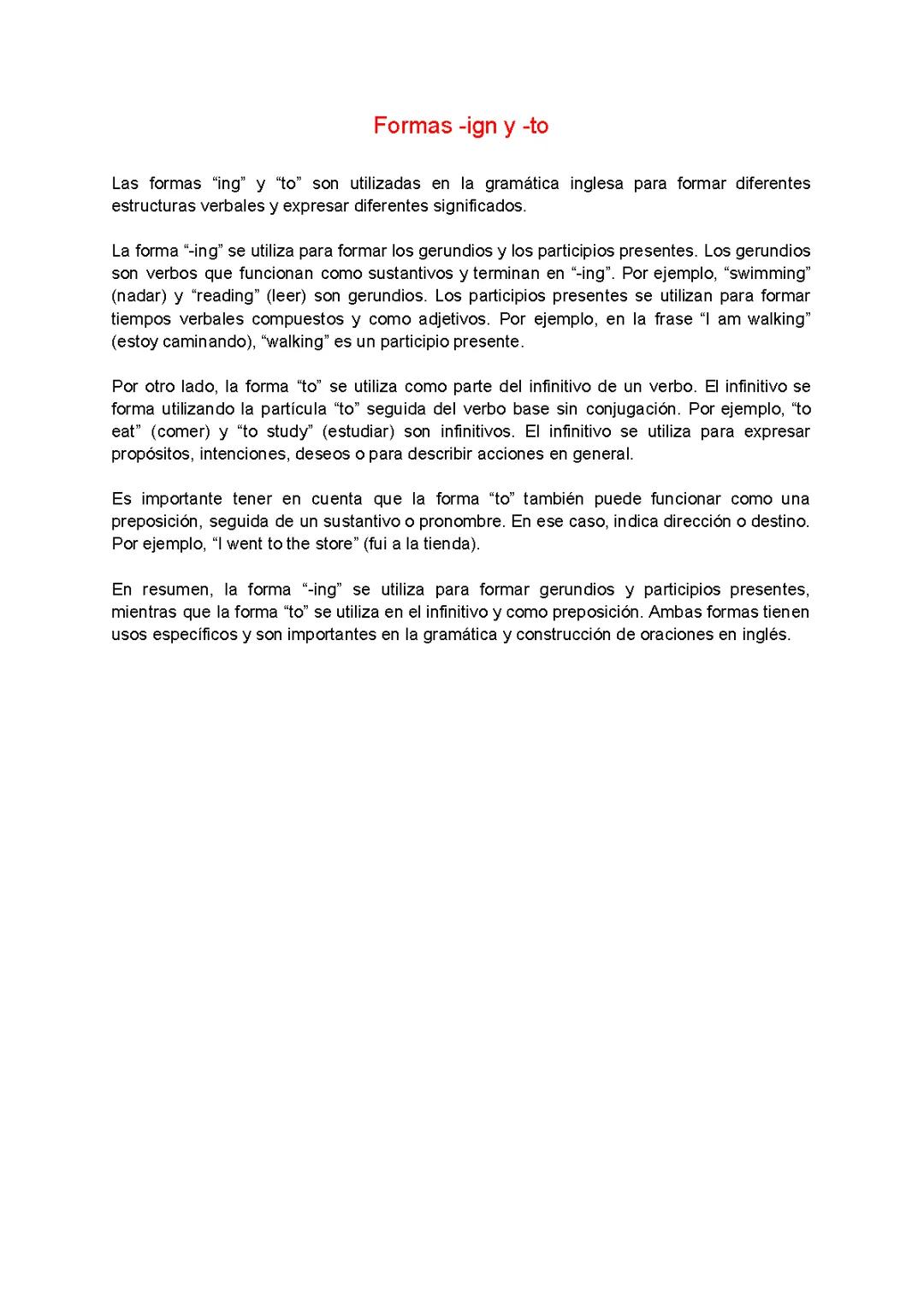 Entendiendo las Formas -ing y -to en Inglés