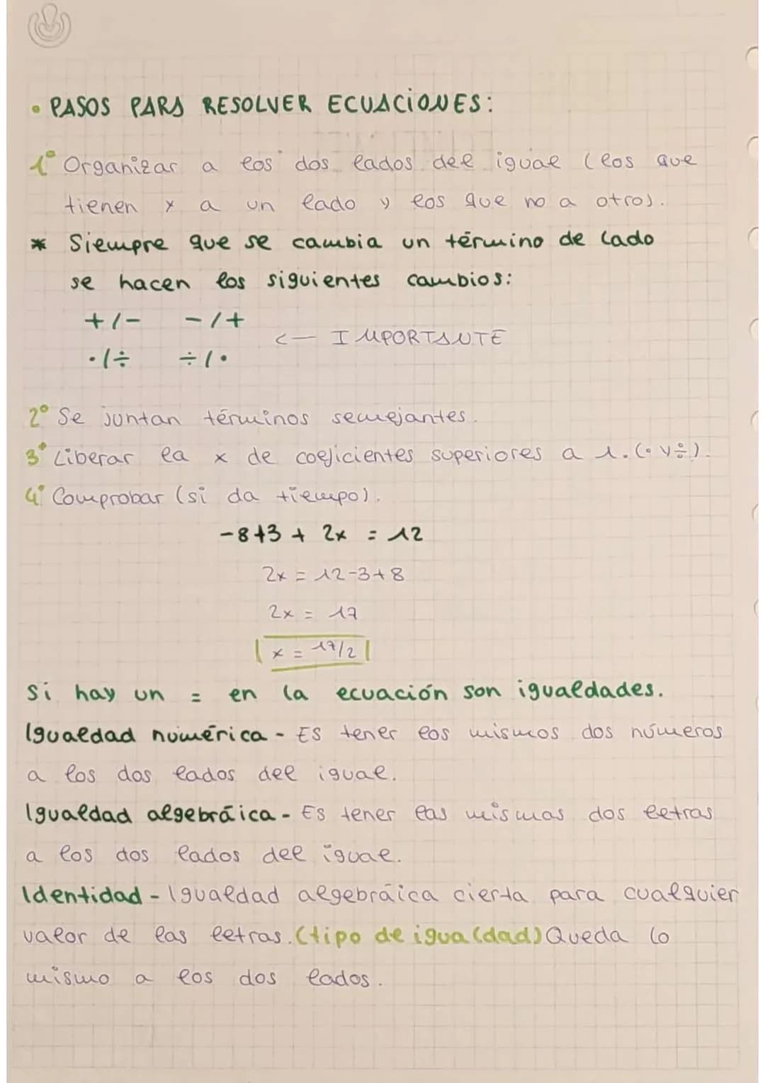 5
S
4
4
5
H
H
H
ECUACIONES
Como toda
lak
por términos, tiene grado, coeficientes y
estamos ante
expresión algebraica está compuesta
Una
colo