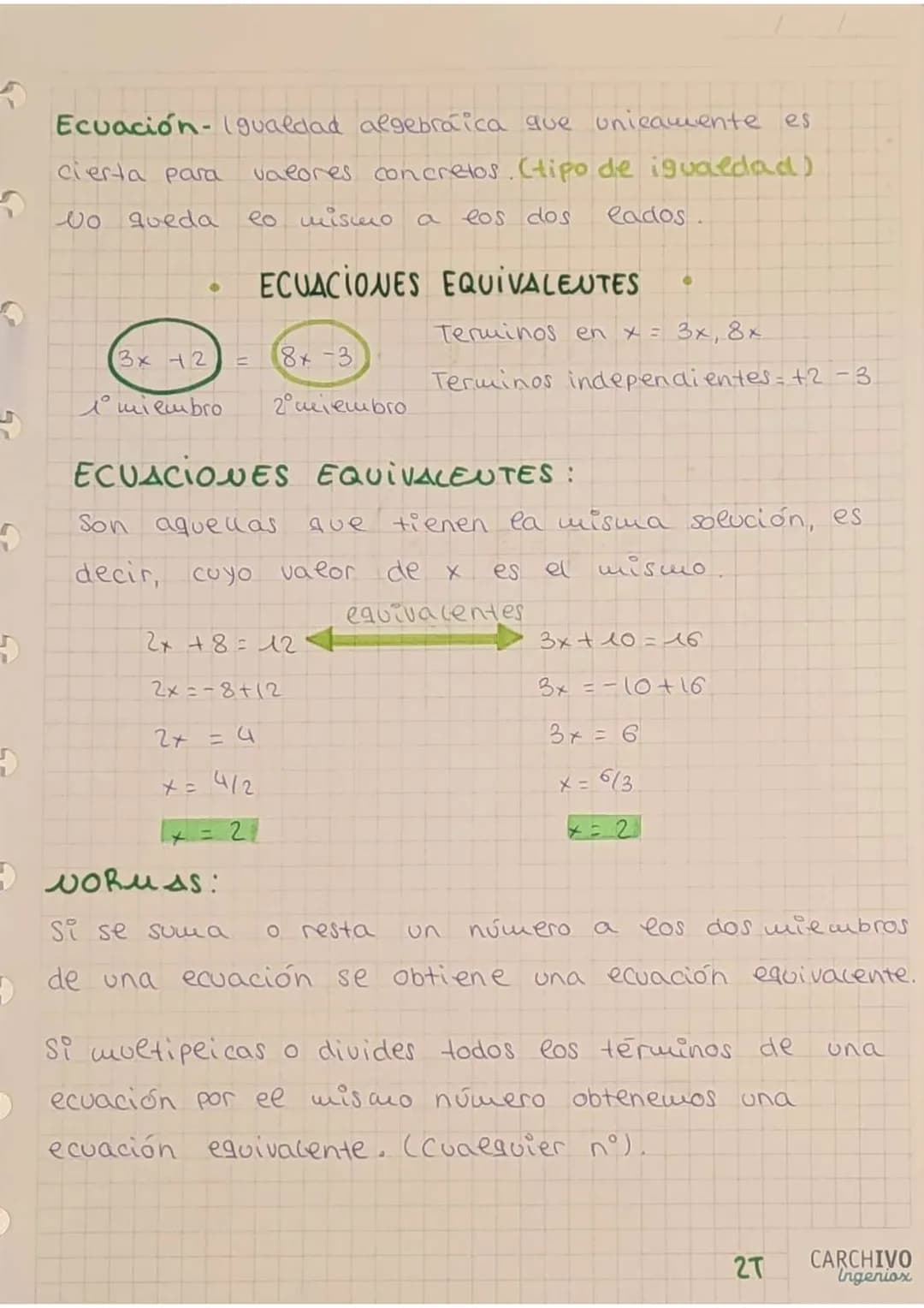 5
S
4
4
5
H
H
H
ECUACIONES
Como toda
lak
por términos, tiene grado, coeficientes y
estamos ante
expresión algebraica está compuesta
Una
colo