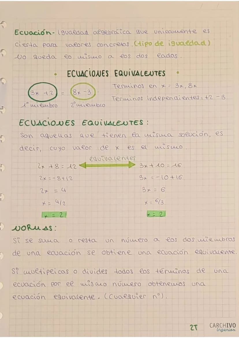 5
S
4
4
5
H
H
H
ECUACIONES
Como toda
lak
por términos, tiene grado, coeficientes y
estamos ante
expresión algebraica está compuesta
Una
colo