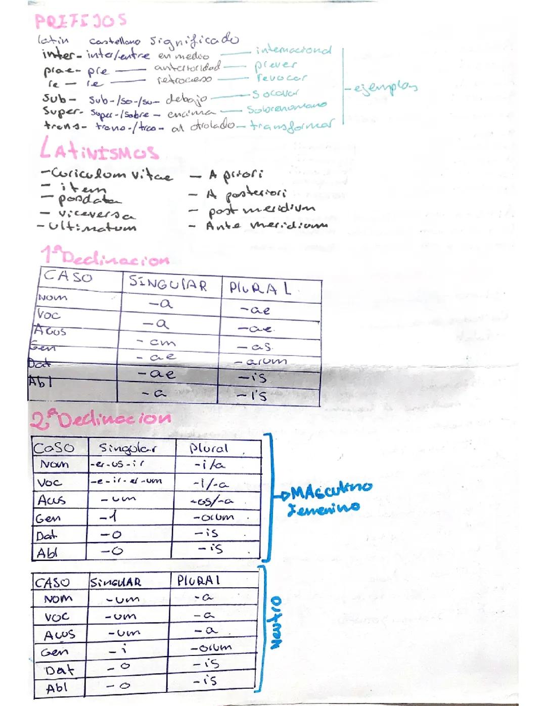 Guía Completa de Declinaciones Latinas para 4º de la ESO