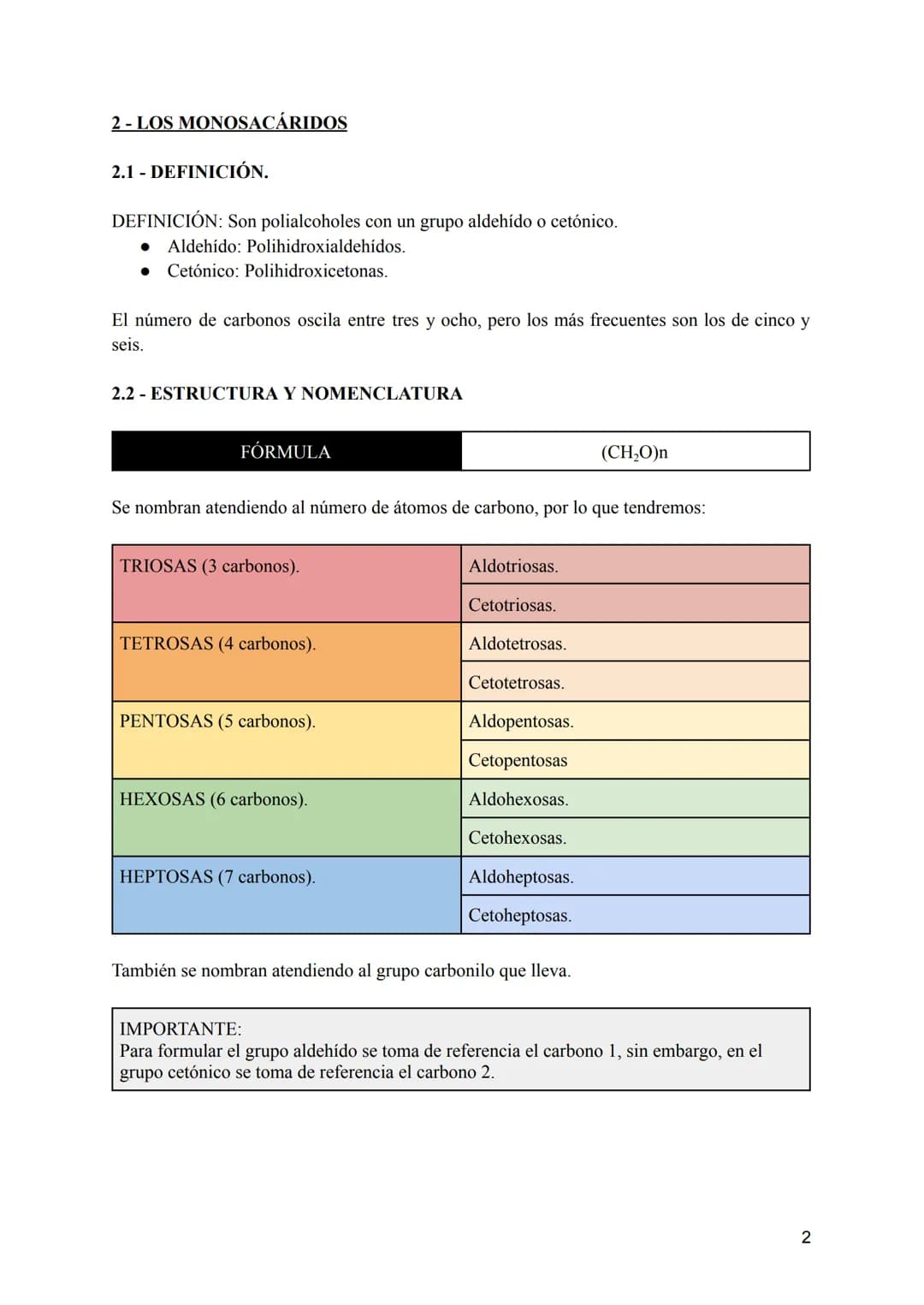 TEMA 2: LOS GLÚCIDOS
CONTENIDOS
1:Características generales y clasificación de los glúcidos.
2:Los monosacáridos.
• 2.1: Definición.
• 2.2: 