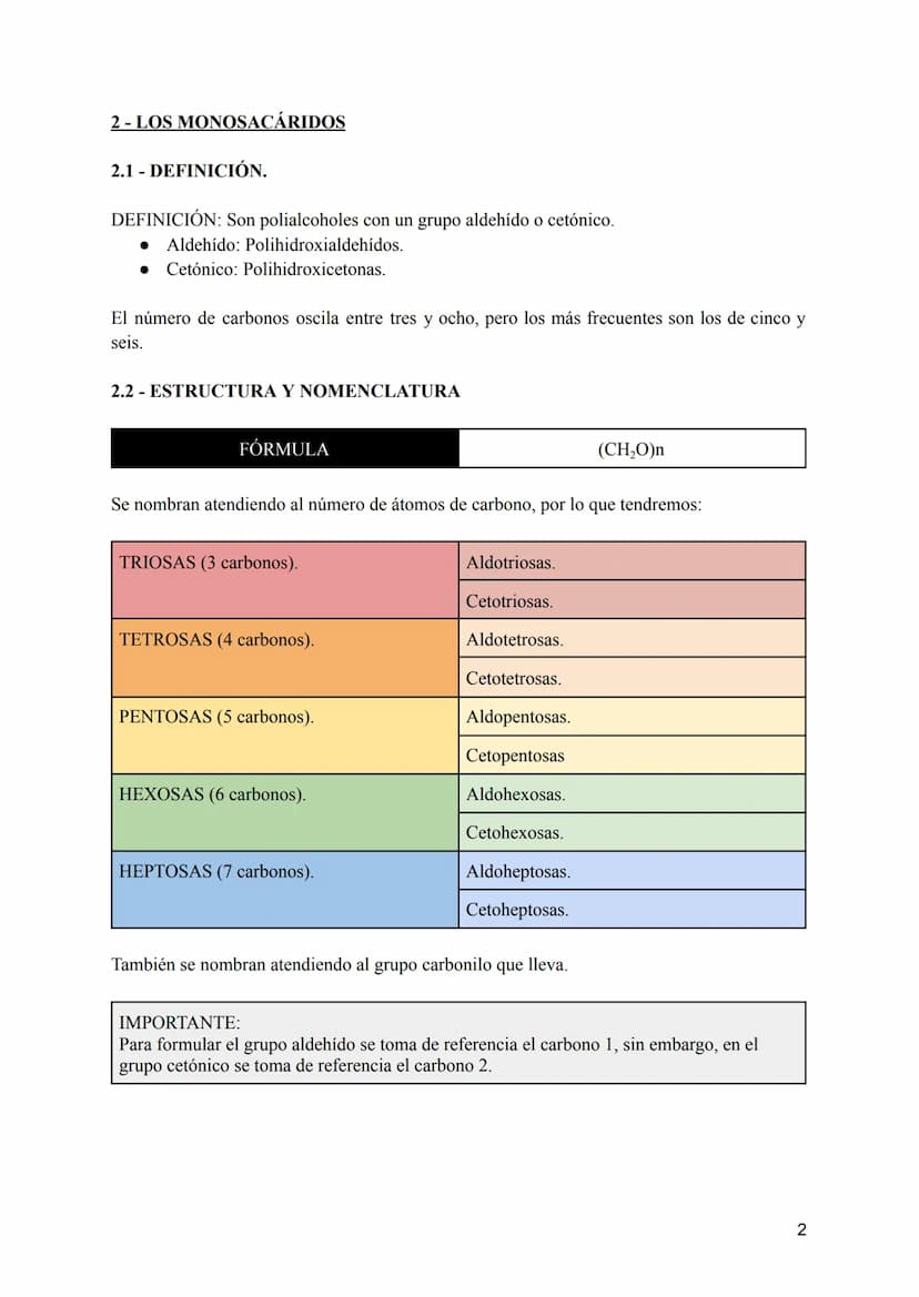 TEMA 2: LOS GLÚCIDOS
CONTENIDOS
1:Características generales y clasificación de los glúcidos.
2:Los monosacáridos.
• 2.1: Definición.
• 2.2: 