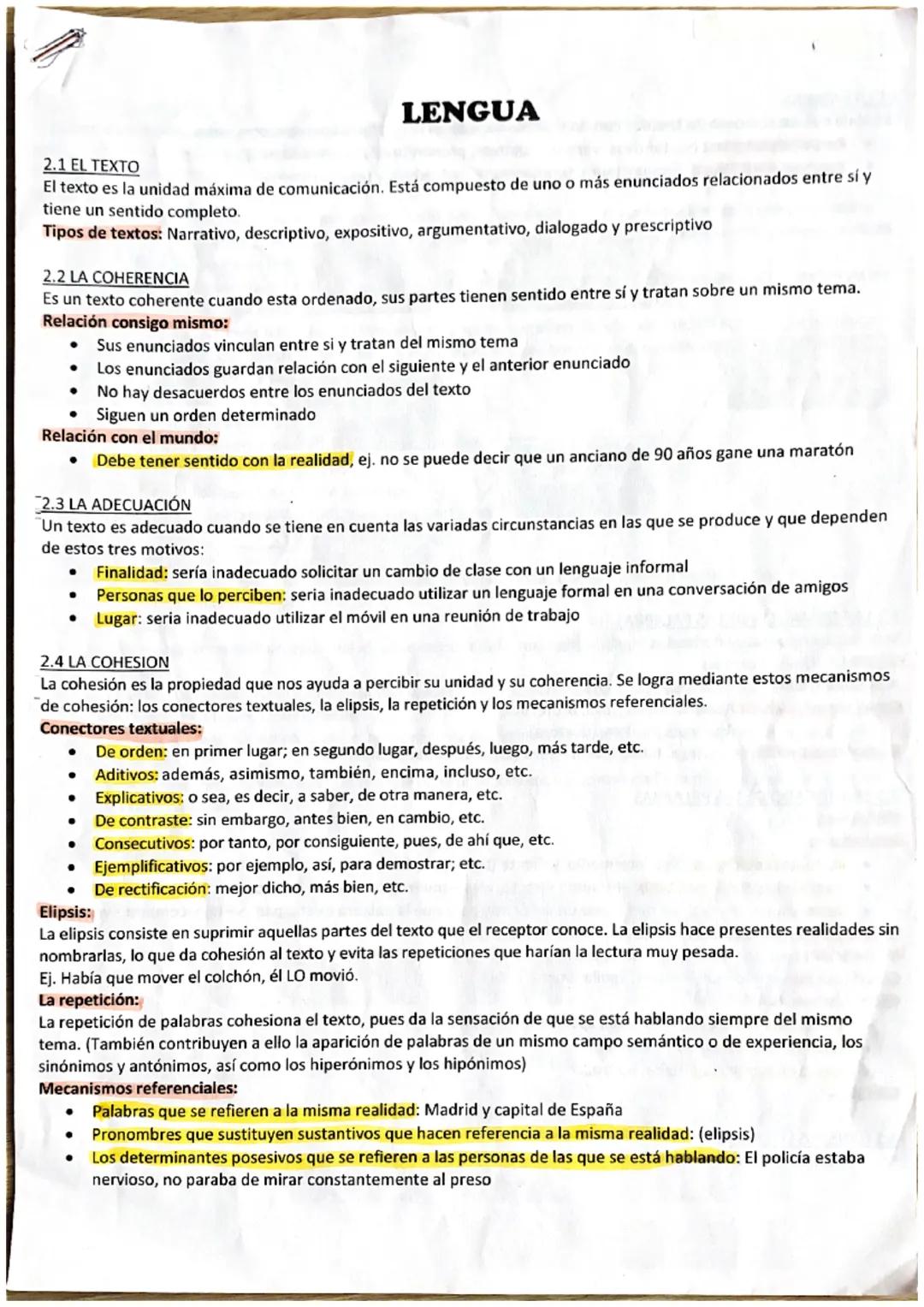 2.1 EL TEXTO
El texto es la unidad máxima de comunicación. Está compuesto de uno o más enunciados relacionados entre sí y
tiene un sentido c