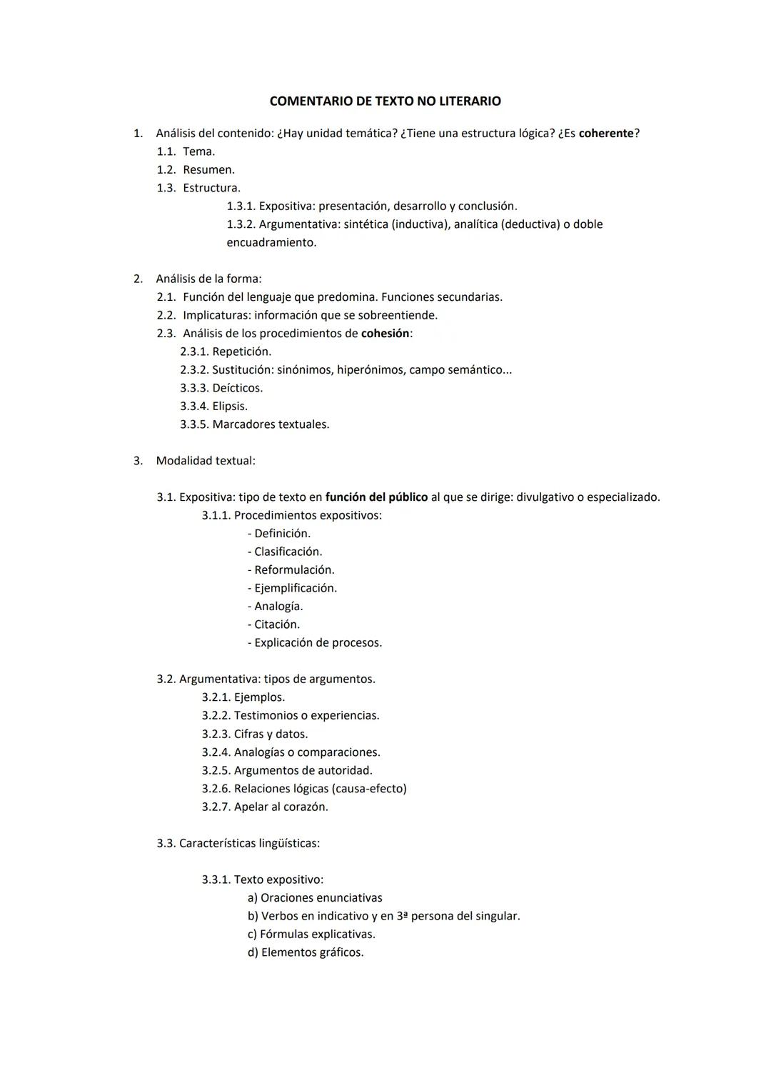 1. Análisis del contenido: ¿Hay unidad temática? ¿Tiene una estructura lógica? ¿Es coherente?
1.1. Tema.
1.2. Resumen.
1.3. Estructura.
2.
C