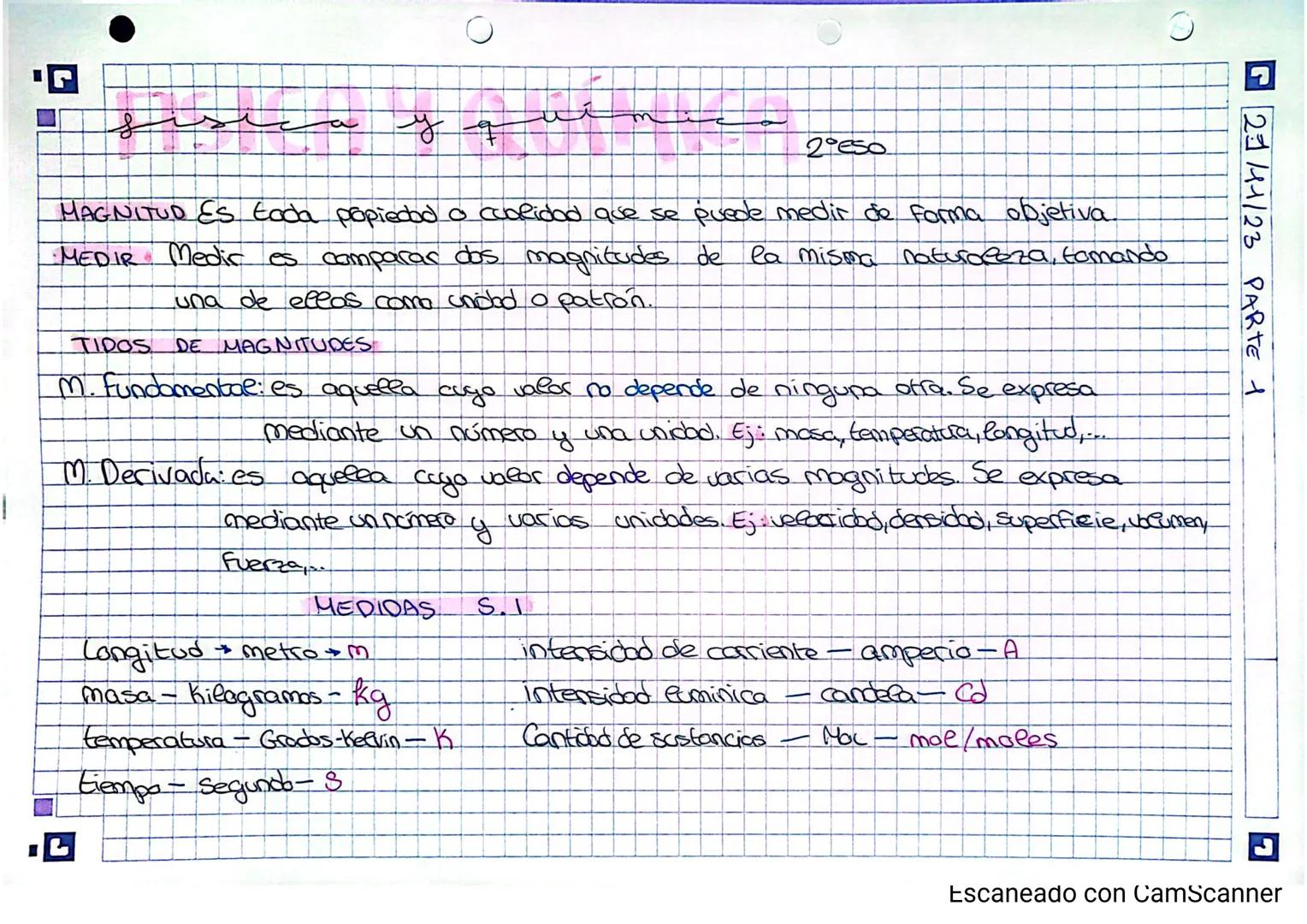 1
'G
fisica y que
MAGNITUD ES toda propiedad o cualidad que se puede medir de forma objetiva.
MEDIR Medir es comparar dos magnitudes de
la m