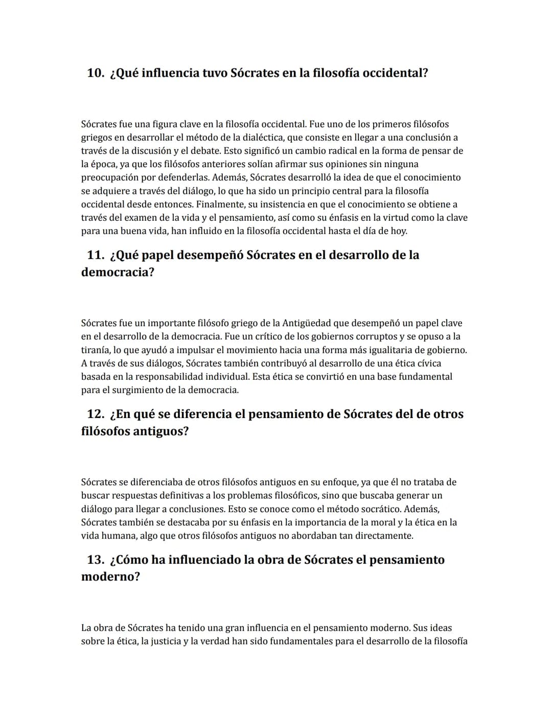 Ejercicio Sócrates
1. ¿Quién fue Sócrates?
Sócrates fue un filósofo griego del siglo V a. C. Considerado como uno de los más
importantes pen