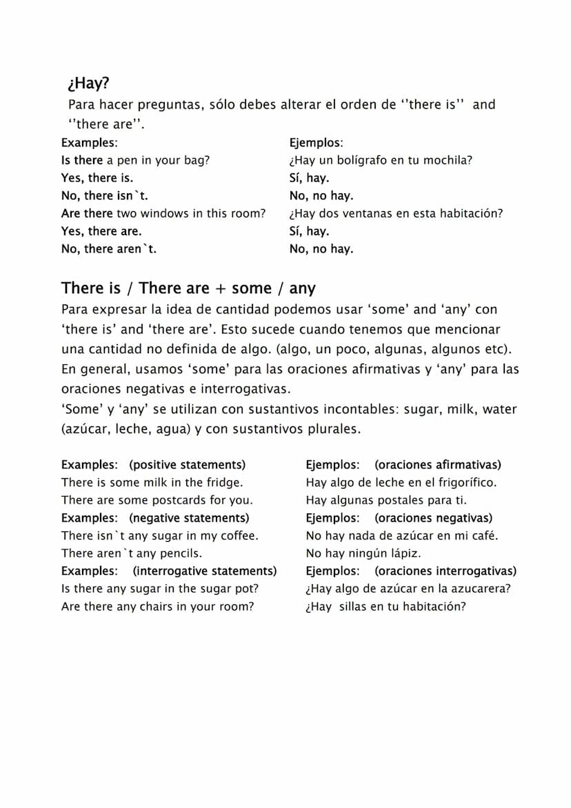 There is or There are?
RULES:
1. Use 'there is' for singular nouns
(one item).
2. Use 'there are' for many items
(plural nouns).
There is a 