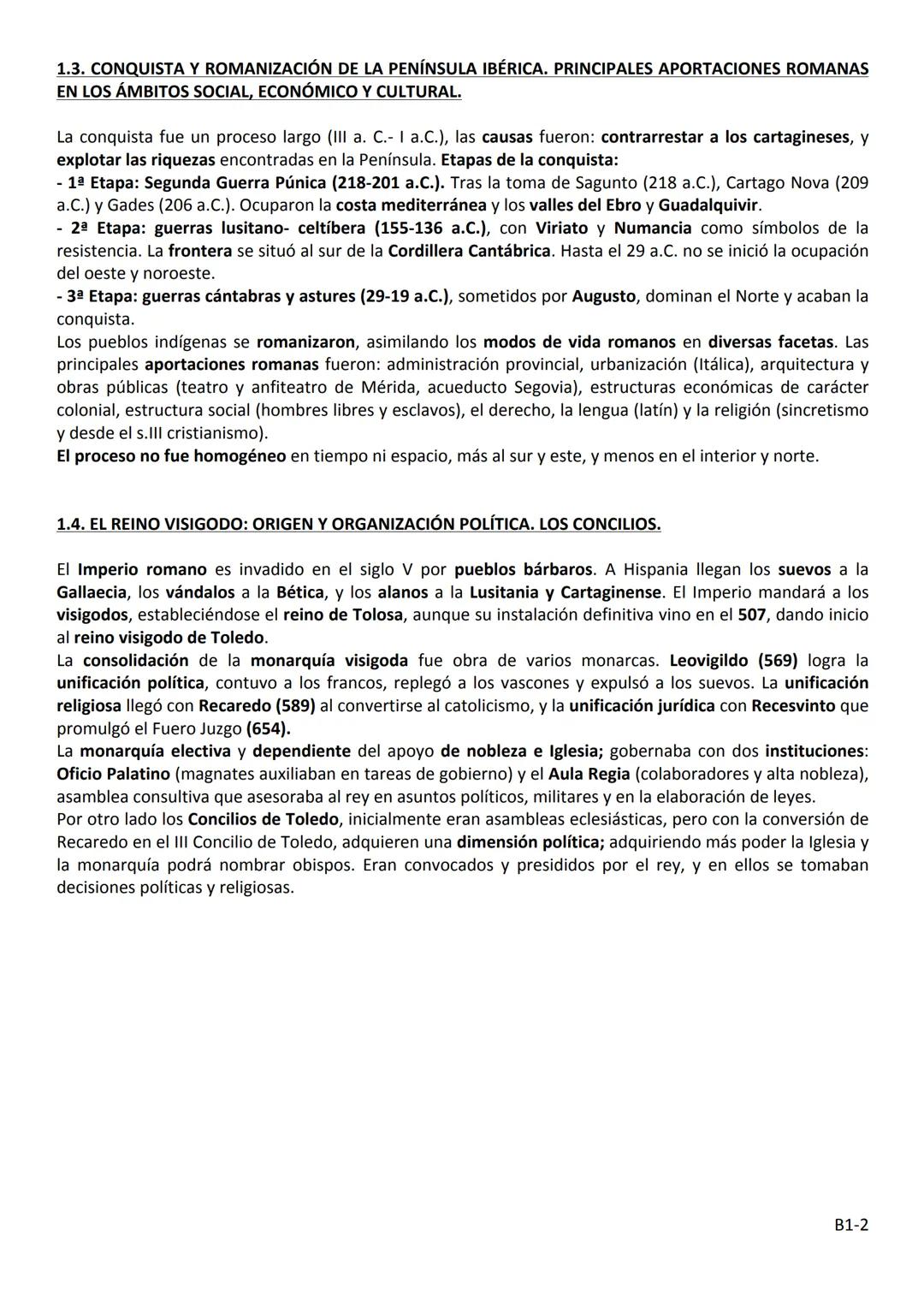 BLOQUE 1
LA PENÍNSULA IBÉRICA DESDE LOS PRIMEROS HUMANOS HASTA LA
DESAPARICIÓN DE LA MONARQUÍA VISIGODA (711)
1.1. SOCIEDAD Y ECONOMÍA EN EL