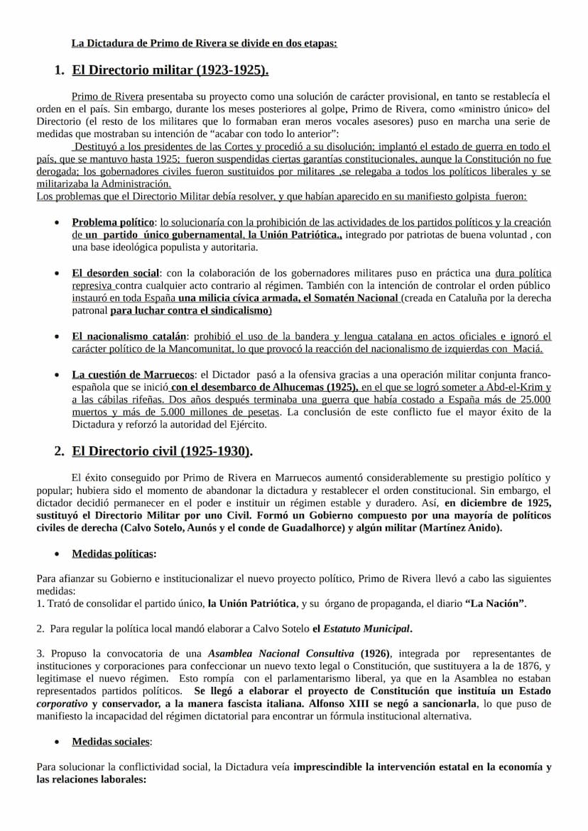 TEMA 7 LA DICTADURA DE PRIMO DE RIVERA (1923-1930)
1. INTRODUCCIÓN.
Se denomina Dictadura de Primo de Rivera al régimen político instituido 