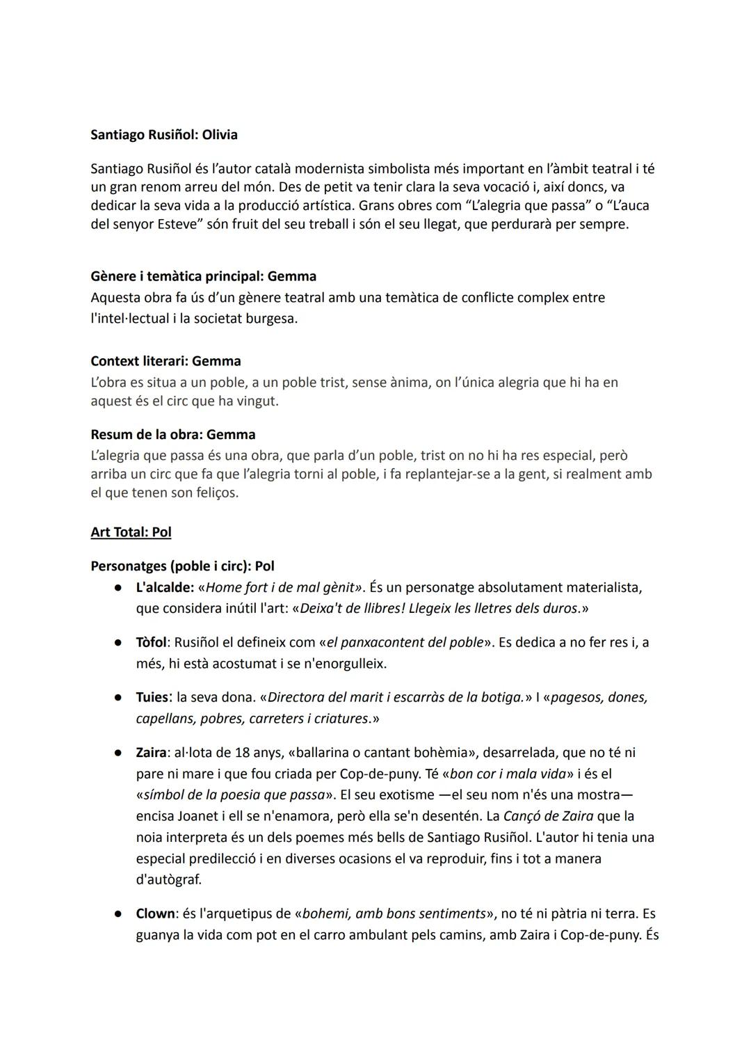 # Santiago Rusiñol: Olivia

Santiago Rusiñol és l'autor català modernista simbolista més important en l'àmbit teatral i té
un gran renom arr
