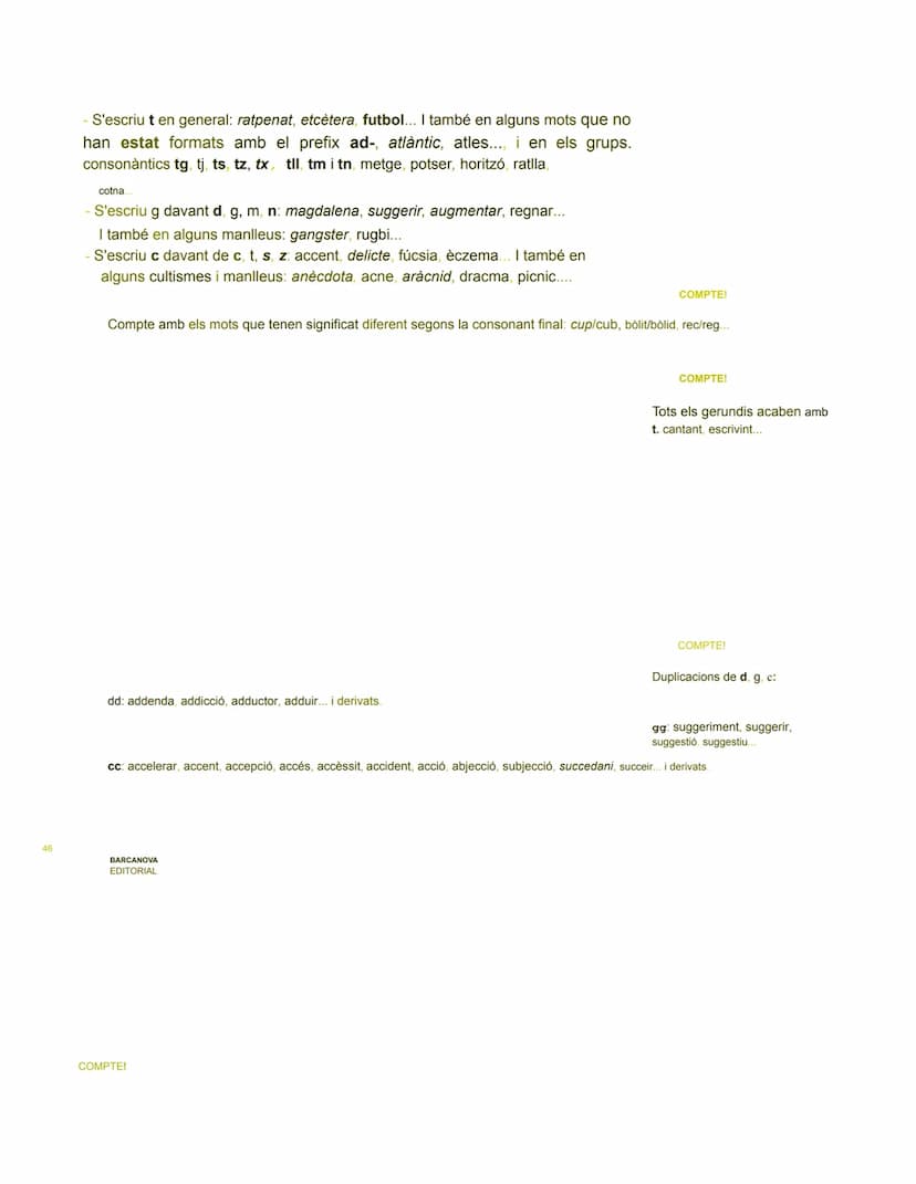 Ortografia: normes bàsiques
Tot seguit trobaràs informació que val la pena recordar per escriure cor- rectament i
per resoldre les activitat