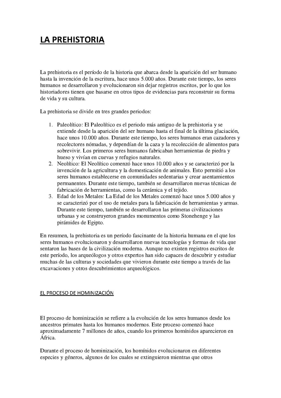 La Prehistoria: Etapas, Características y Proceso de Hominización