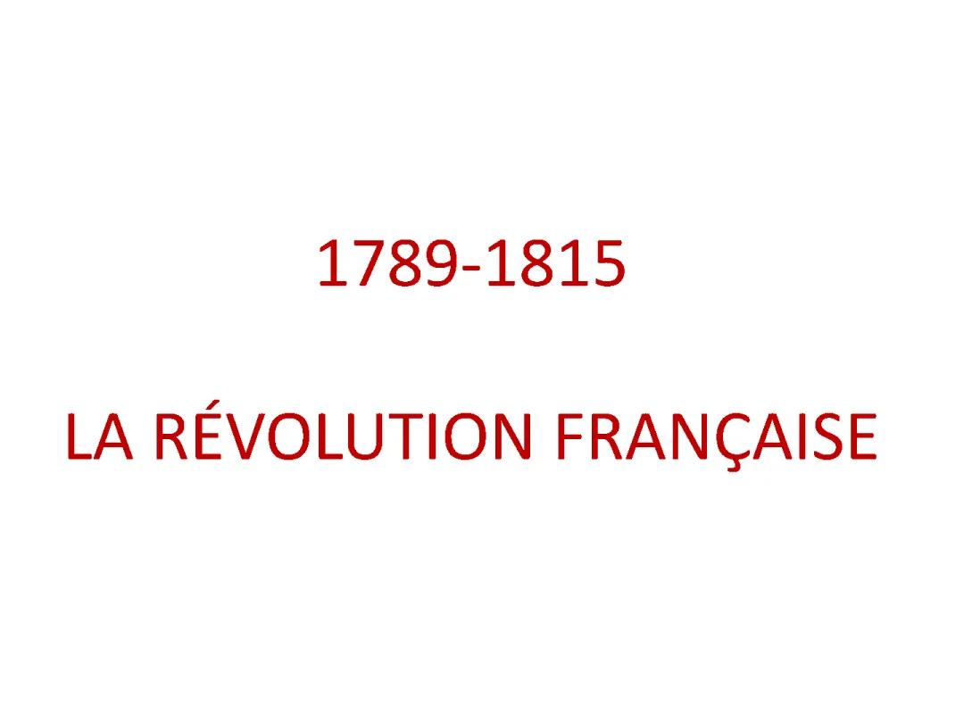 La RÉVOLUTION française 