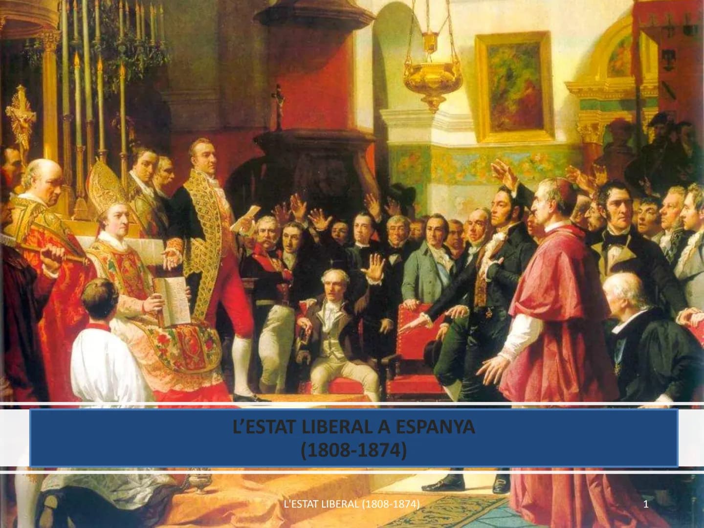 L'ESTAT LIBERAL A ESPANYA
(1808-1874)
L'ESTAT LIBERAL (1808-1874)
1 1790
CARLES IV
1800
1808
Invasió napoleónica
JOSEPI
BONAPARTE
FERRAN VII