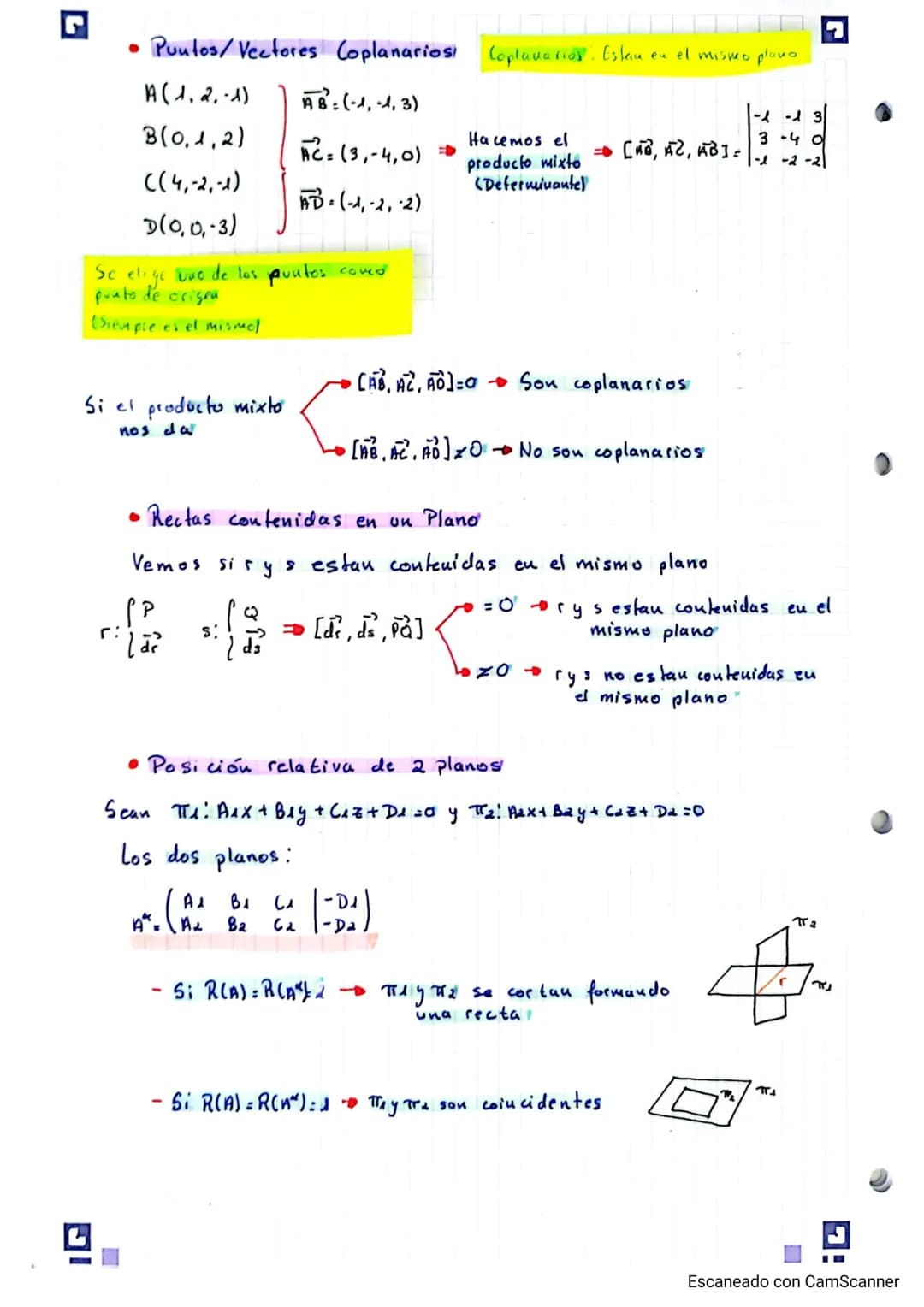 Matematicas I Geometria dº Bachillerato A
Poloque II : Geometria
X
2
vector
• Punto
y
• Punto medio
Para calcular el punto
Ejemplo: A(0,1,2)