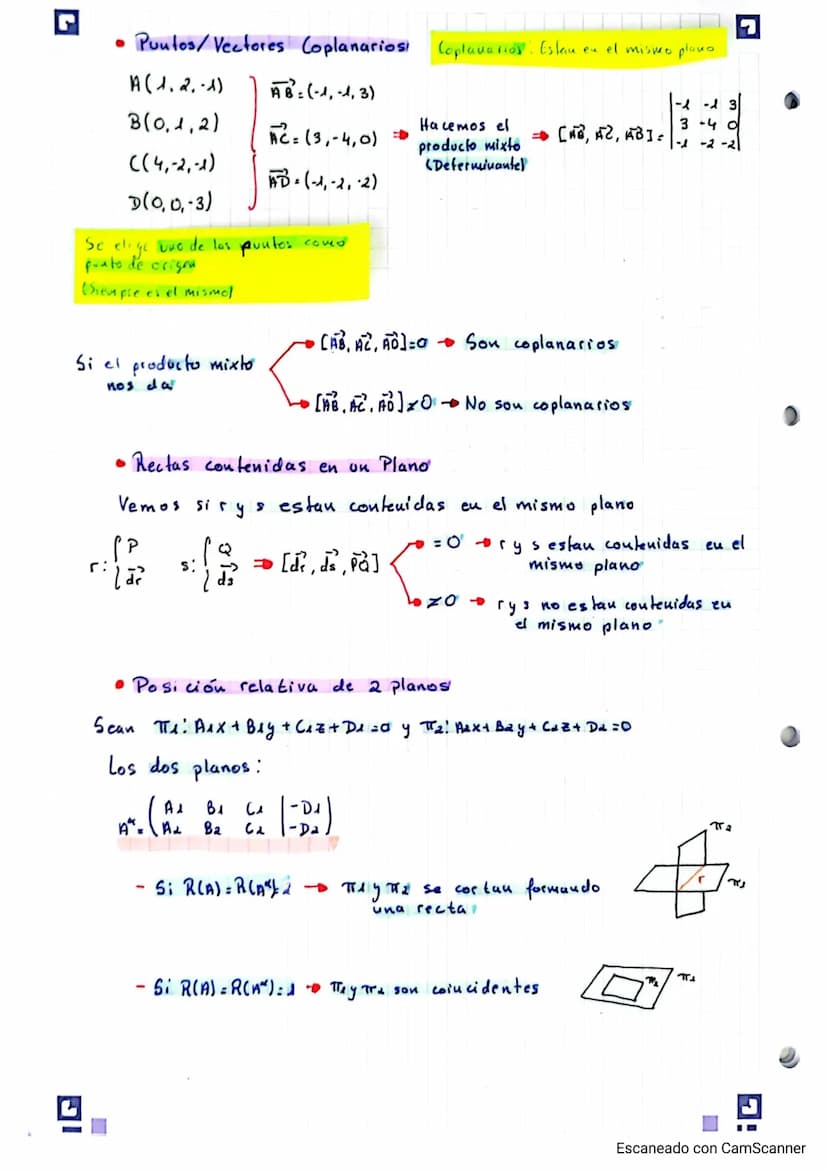 Matematicas I Geometria dº Bachillerato A
Poloque II : Geometria
X
2
vector
• Punto
y
• Punto medio
Para calcular el punto
Ejemplo: A(0,1,2)