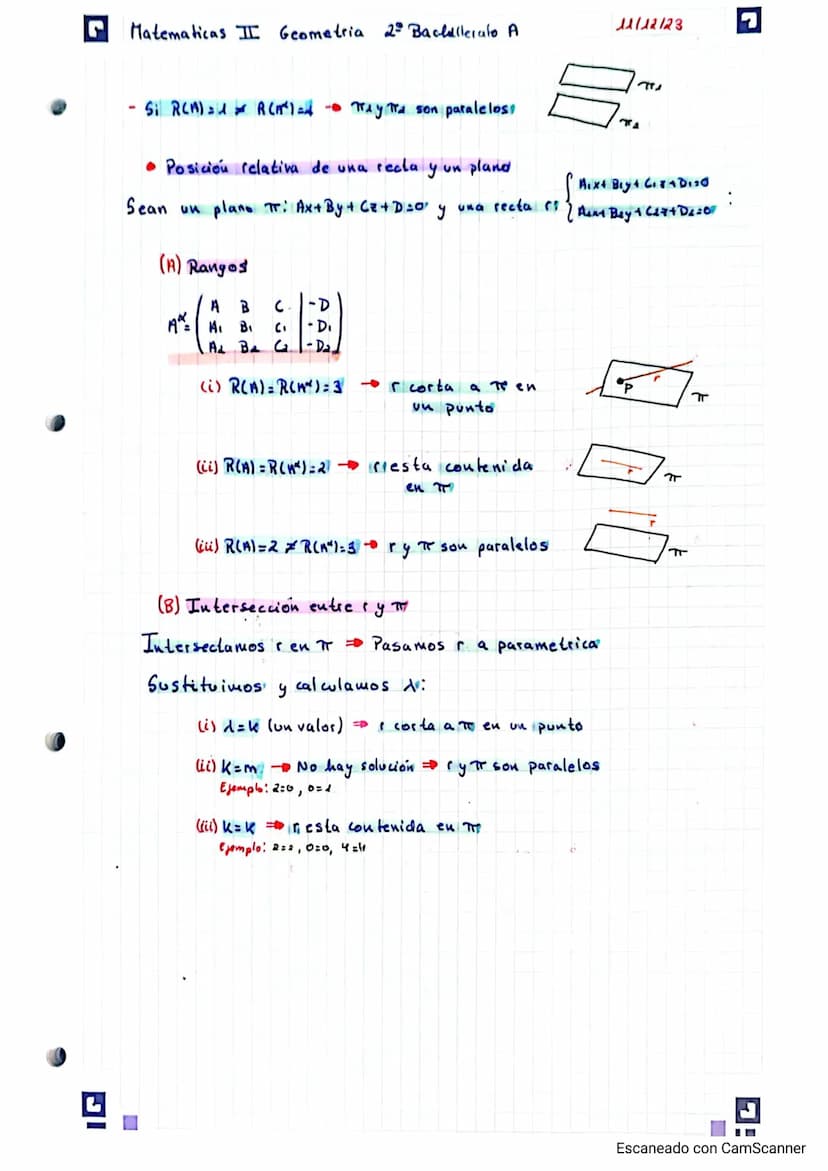 Matematicas I Geometria dº Bachillerato A
Poloque II : Geometria
X
2
vector
• Punto
y
• Punto medio
Para calcular el punto
Ejemplo: A(0,1,2)