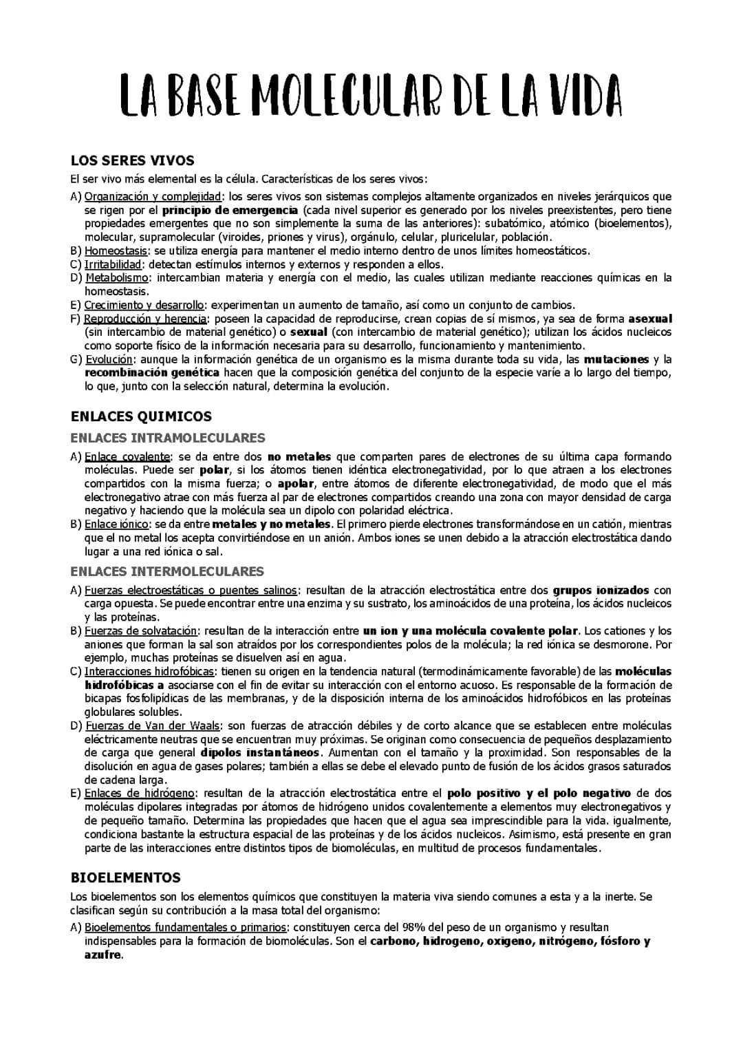 LA BASE MOLECULAR DE LA VIDA
