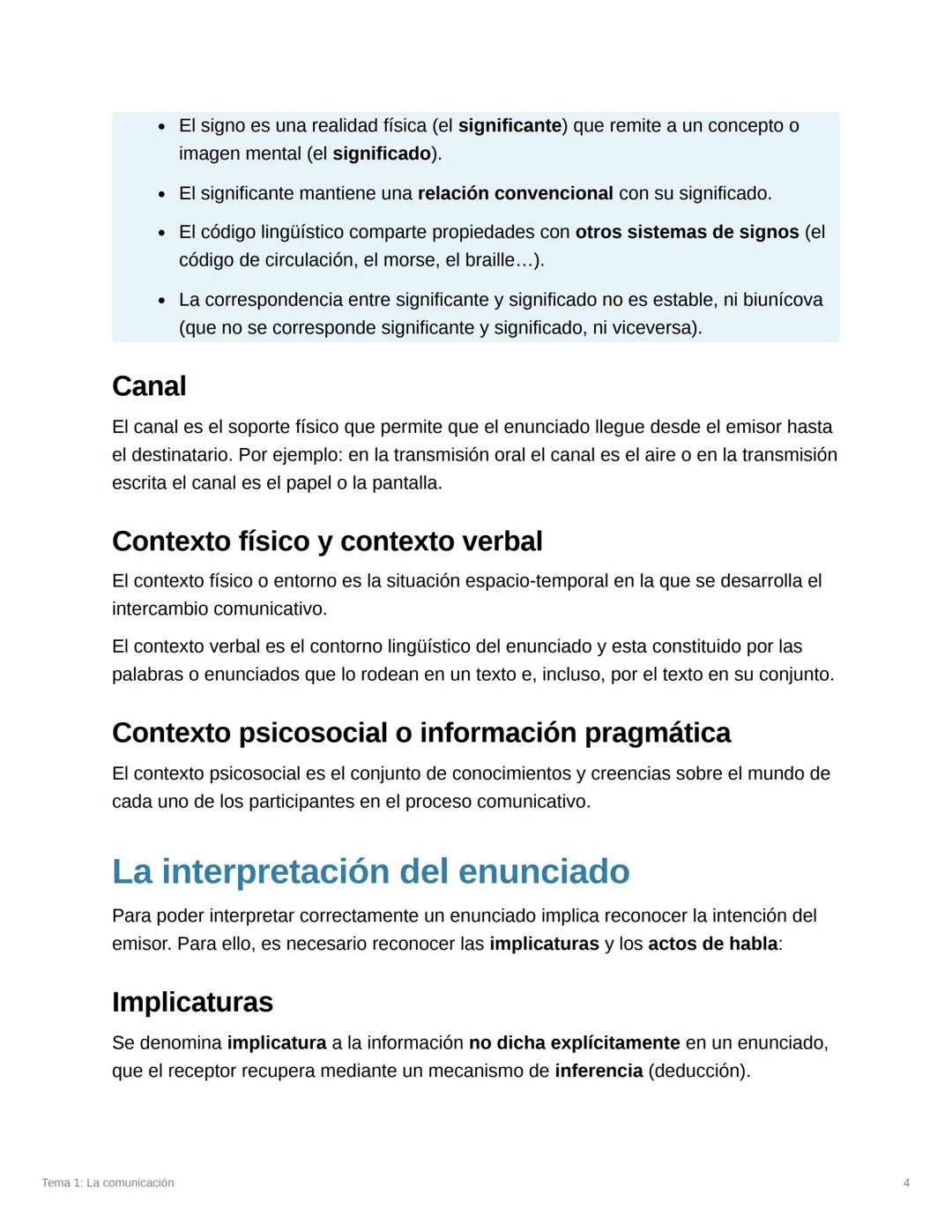 Tema 1: La comunicación
Temario
La comunicación verbal
Proceso de comunicación
Los elementos de la comunicación
Emisor
Receptor
Enunciado
Có
