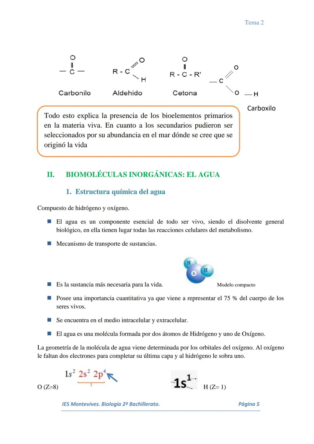 # Tema 1

# TEMA 1 Bioelementos. Agua y Sales Minerales

I. BIOELEMENTOS Y PRINCIPIOS INMEDIATOS

Todo el universo conocido está formado por