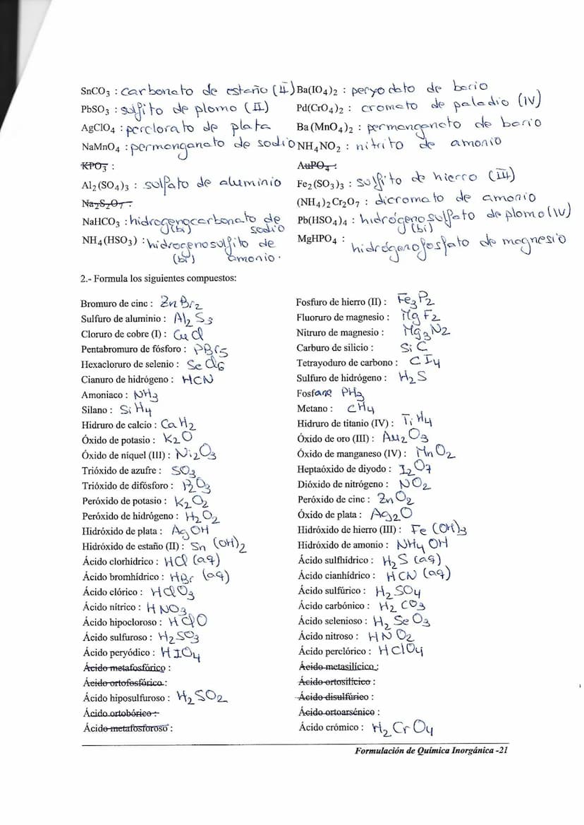 EJERCICIOS:
FORMULAR:
Pentafluoruro de bromo: Br
Hexacloruro de azufre: scl6
Disulfuro de carbono: CS2
Trisulfuro de diboro: B₂ S3
FORMULAR: