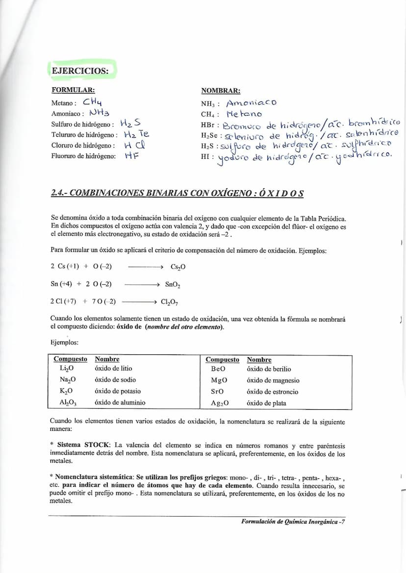 EJERCICIOS:
FORMULAR:
Pentafluoruro de bromo: Br
Hexacloruro de azufre: scl6
Disulfuro de carbono: CS2
Trisulfuro de diboro: B₂ S3
FORMULAR: