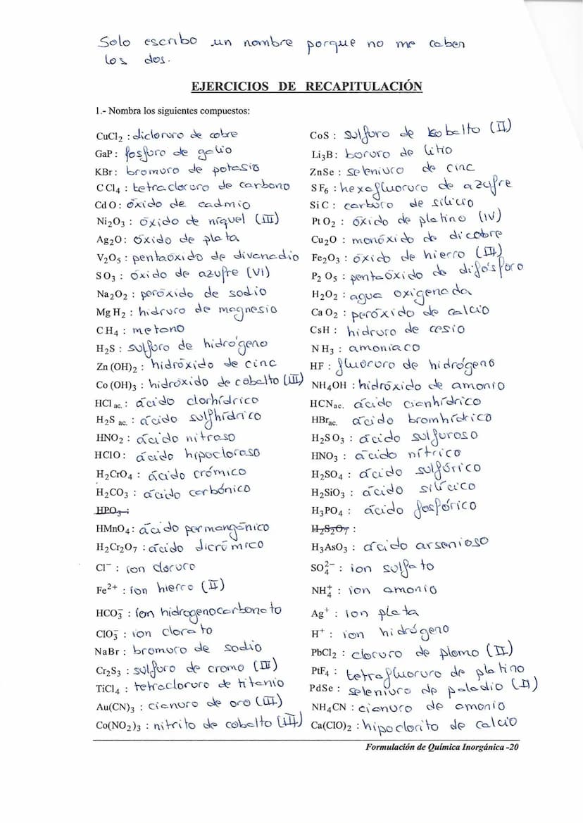 EJERCICIOS:
FORMULAR:
Pentafluoruro de bromo: Br
Hexacloruro de azufre: scl6
Disulfuro de carbono: CS2
Trisulfuro de diboro: B₂ S3
FORMULAR: