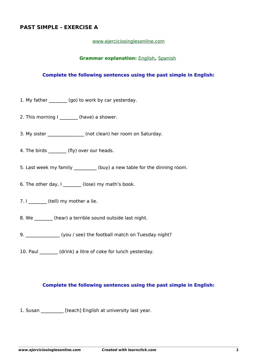 INGLES - Past Simple