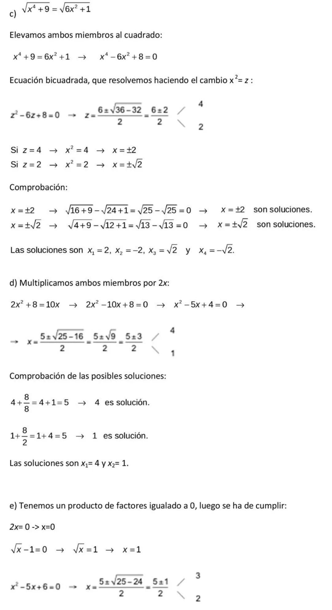 Matemáticas orientadas a las enseñanzas académicas | 4º ESO
3.- Ecuaciones, inecuaciones y sistemas
Ficha final del tema - Solución
1.- Resu