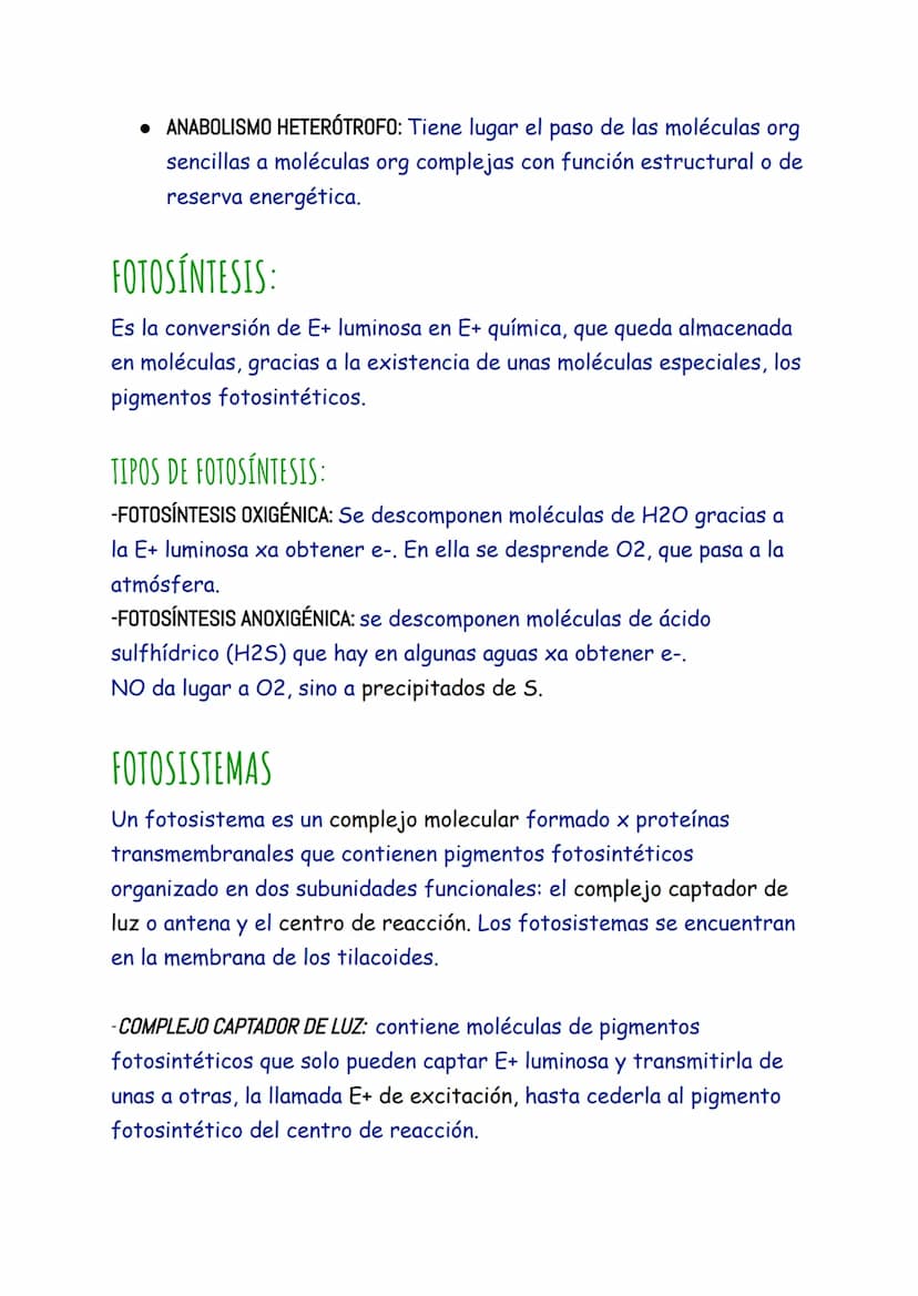 ANABOLISMO
El anabolismo es la parte del metabolismo en la que se llevan a cabo
las rutas de síntesis de moléculas complejas a partir de mol