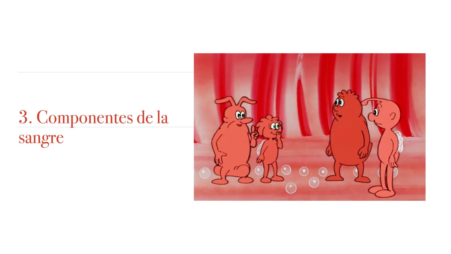 El aparato circulatorio Sistema circulatorio
1. Tipos de vasos sanguíneos
2. Funciones de la sangre
3. Componentes de la sangre
4. Corazón
5
