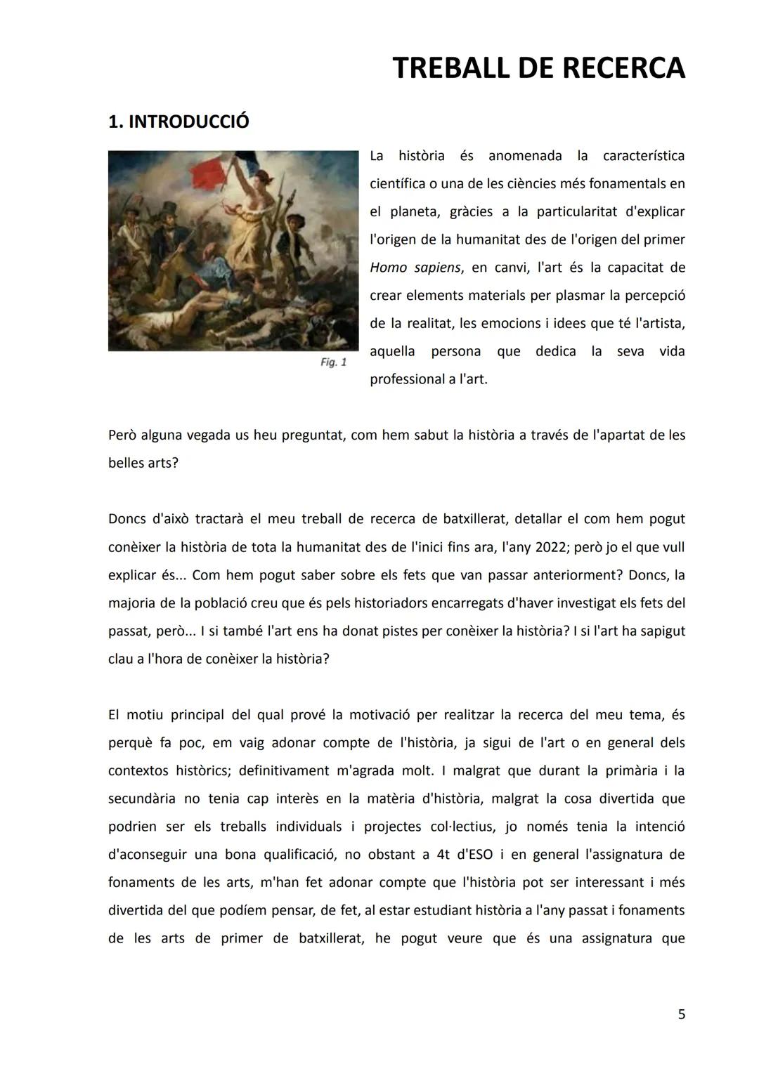 # TREBALL DE RECERCA

La representació de la història a través de les arts plàstiques des de
de la il·lustració fins a l'art contemporani

A