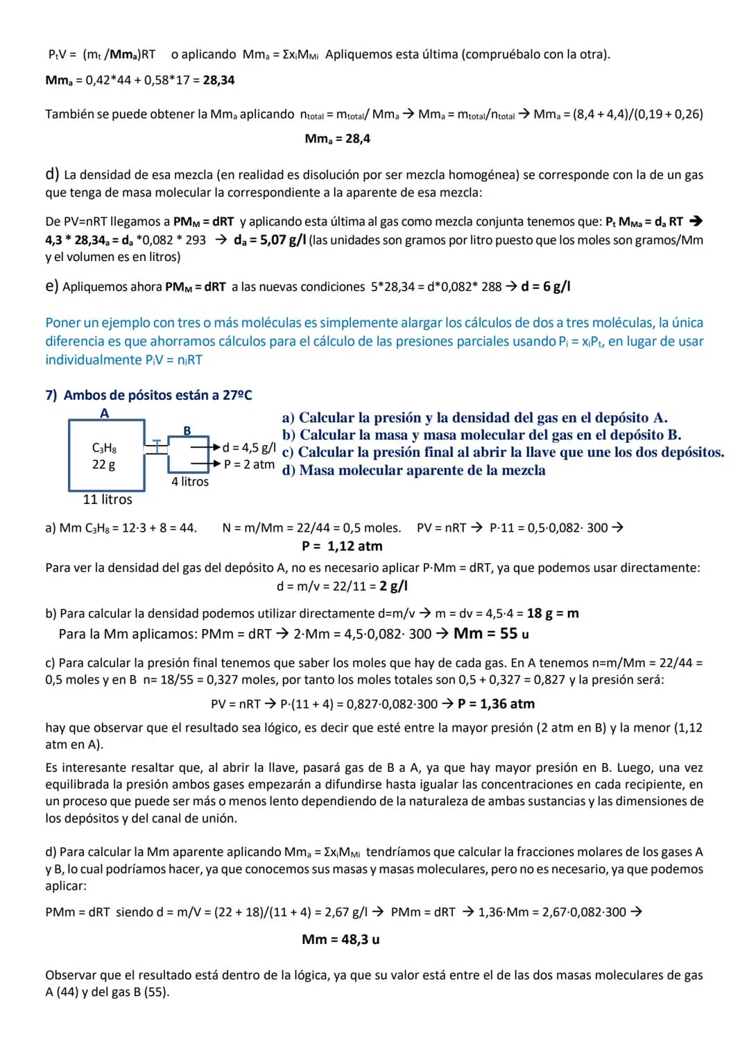 EJERCICIOS DE 1º DE BACHILLERATO RESUELTOS Y COMENTADOS
MATERIA, GASES Y DISOLUCIONES.
1) ¿Cuántos átomos de oxígeno hay en 0,1g de Fe2(SO4)