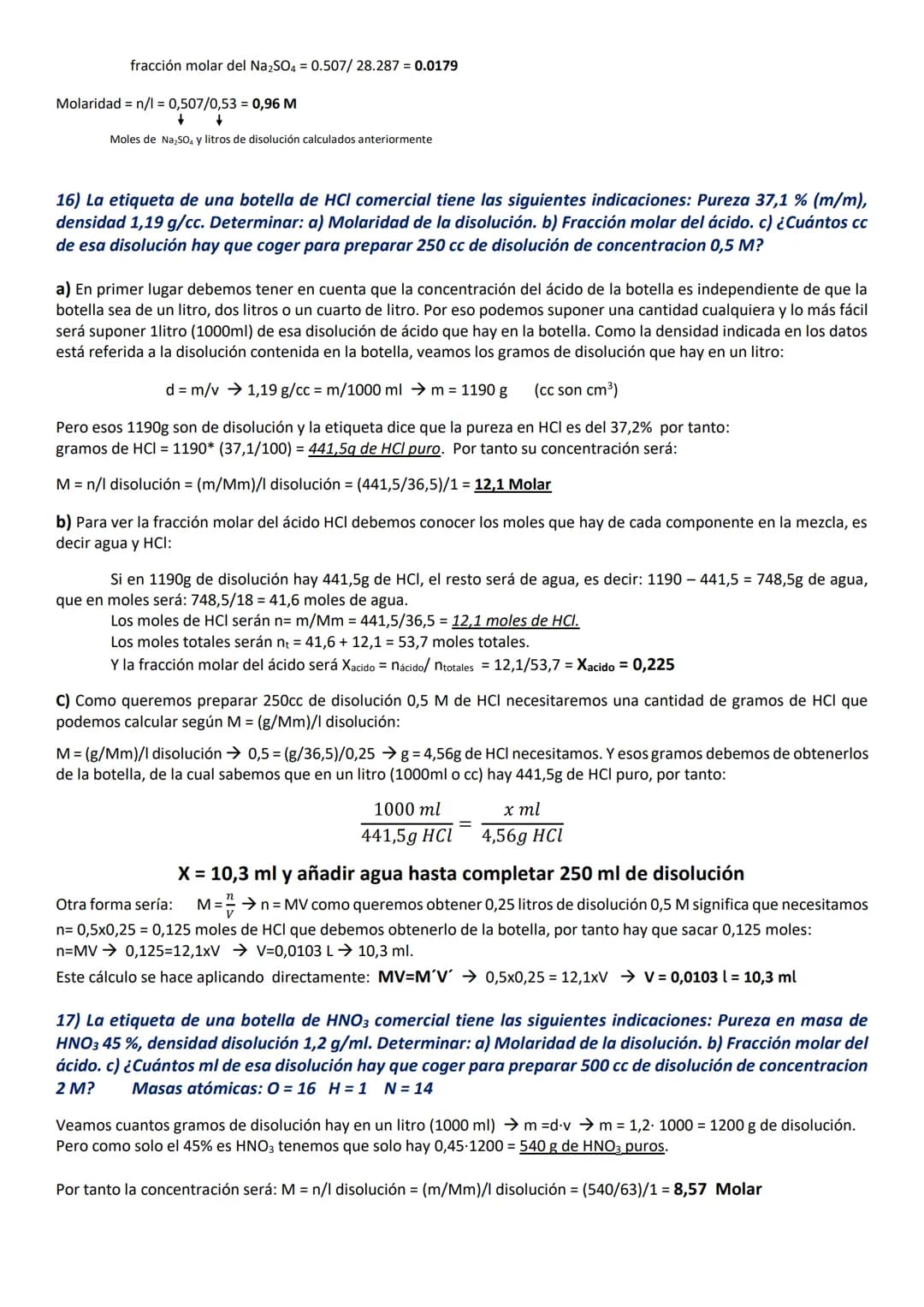 EJERCICIOS DE 1º DE BACHILLERATO RESUELTOS Y COMENTADOS
MATERIA, GASES Y DISOLUCIONES.
1) ¿Cuántos átomos de oxígeno hay en 0,1g de Fe2(SO4)