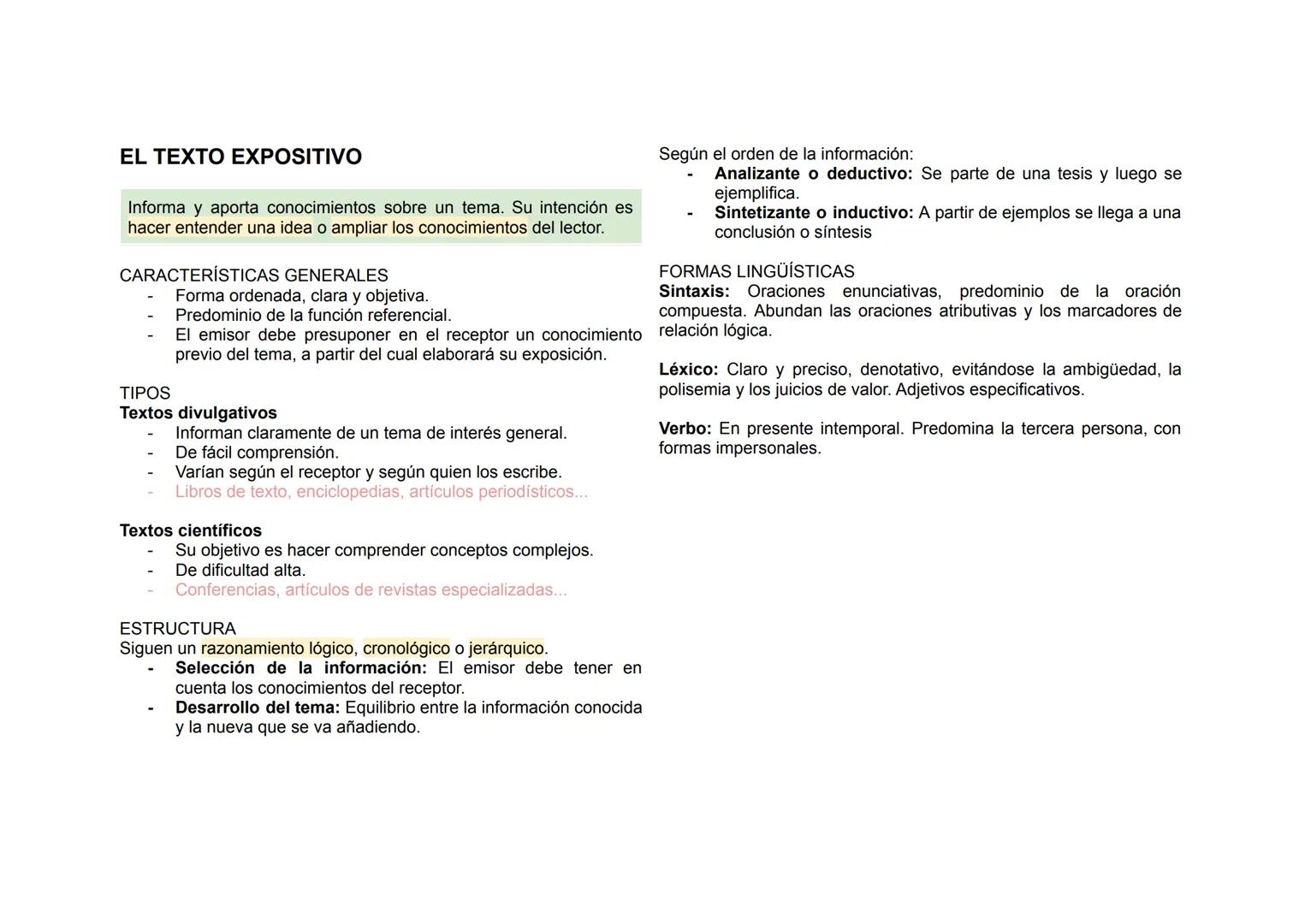 EL TEXTO EXPOSITIVO
Informa y aporta conocimientos sobre un tema. Su intención es
hacer entender una idea o ampliar los conocimientos del le