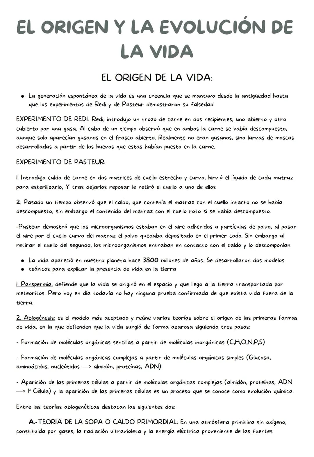 EL ORIGEN Y LA EVOLUCIÓN DE LA VIDA