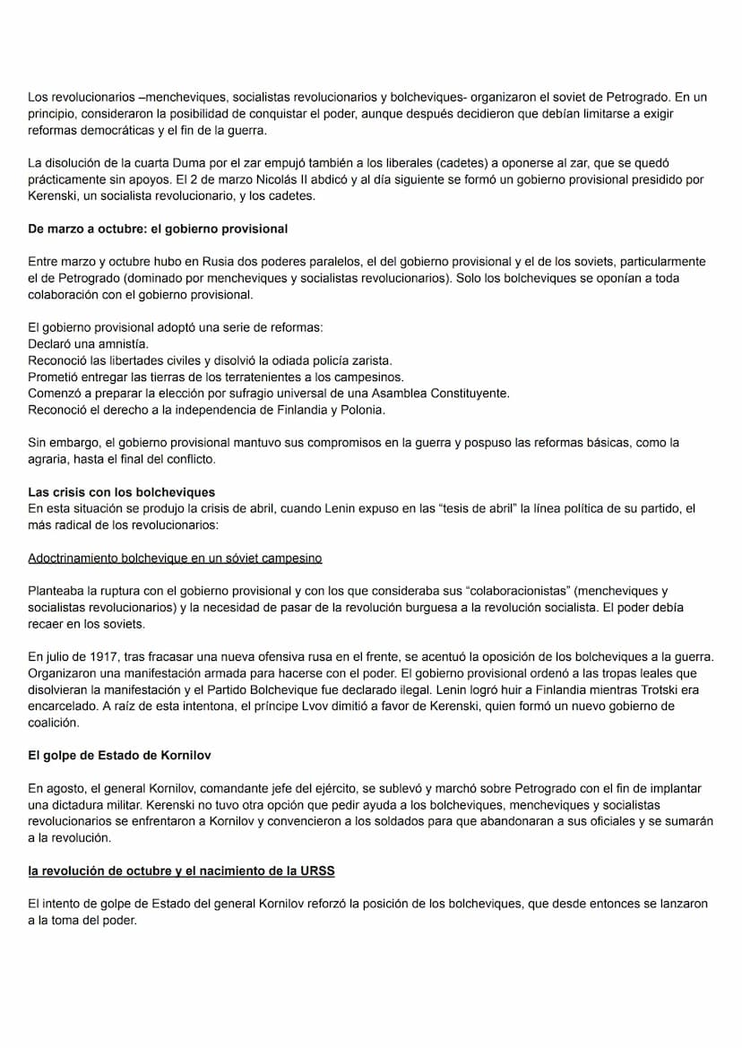introducción
la revolución rusa y la creación de la URSS
La Revolución Rusa supuso la desaparición de la Rusia zarista y la creación de un r