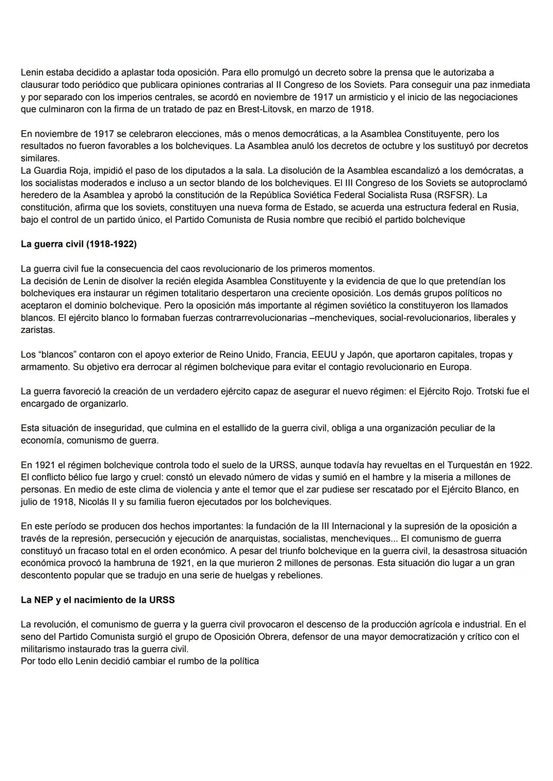 introducción
la revolución rusa y la creación de la URSS
La Revolución Rusa supuso la desaparición de la Rusia zarista y la creación de un r