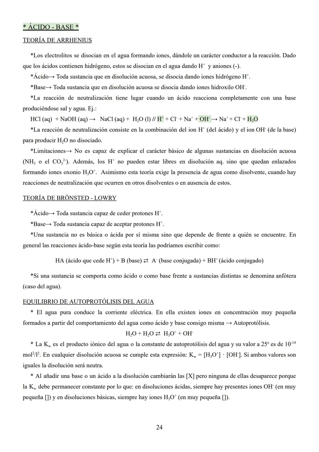 * ÁCIDO - BASE *
TEORÍA DE ARRHENIUS
*Los electrolitos se disocian en el agua formando iones, dándole un carácter conductor a la reacción. D