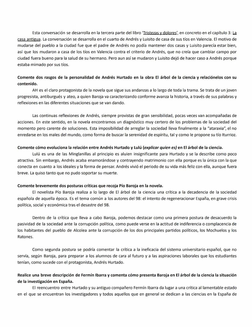 PREGUNTAS POSIBLES 5B: EL ÁRBOL DE LA CIENCIA
Describa brevemente otros dos ejemplos de la novela en que se transmita una imagen similar del